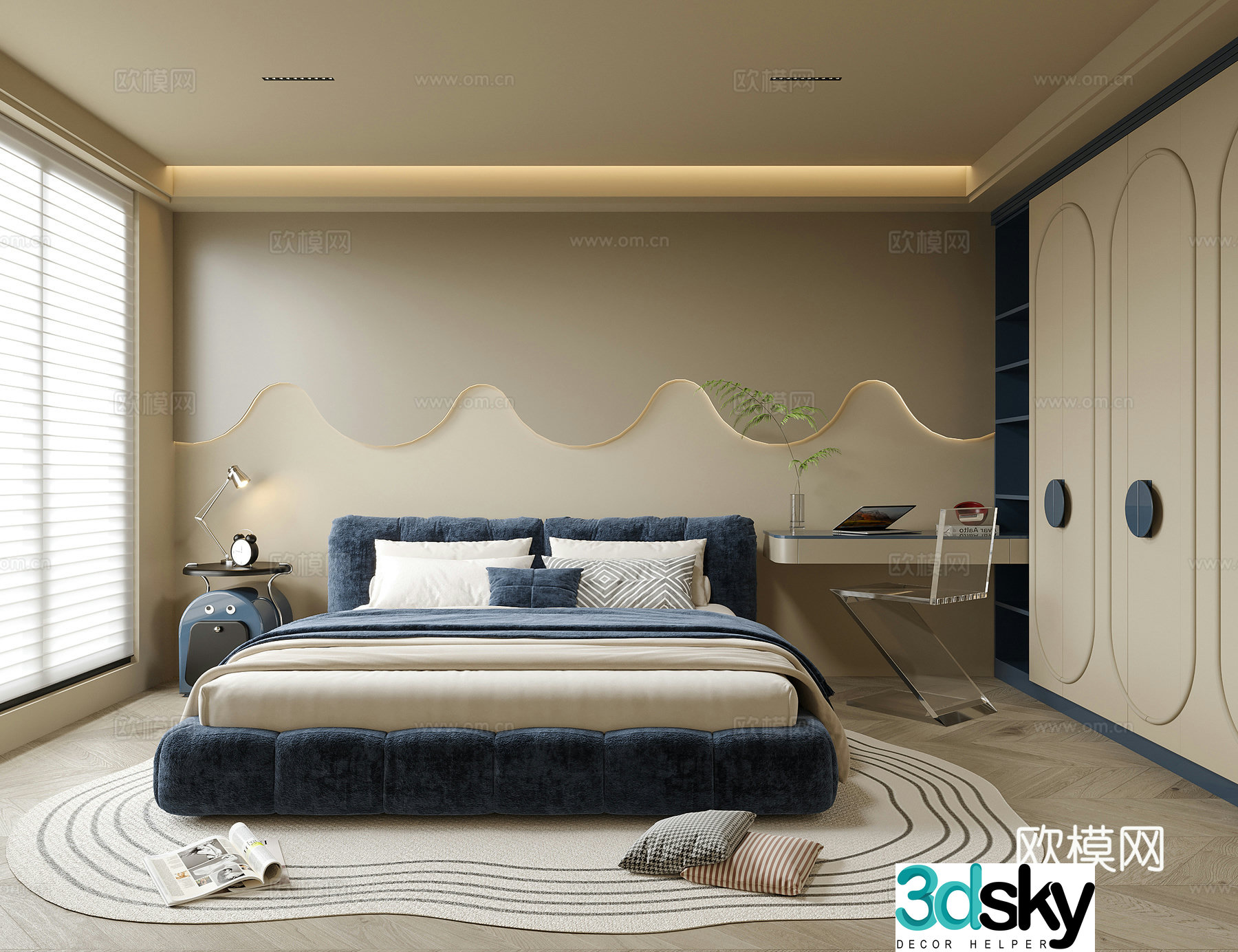 Modern boy room children’s room children’s bed children’s desk chair 3d model