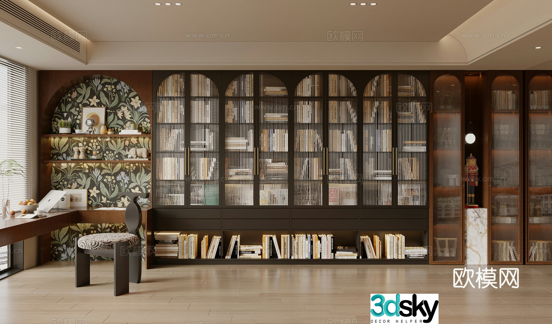 3D model of medieval style bookcase
