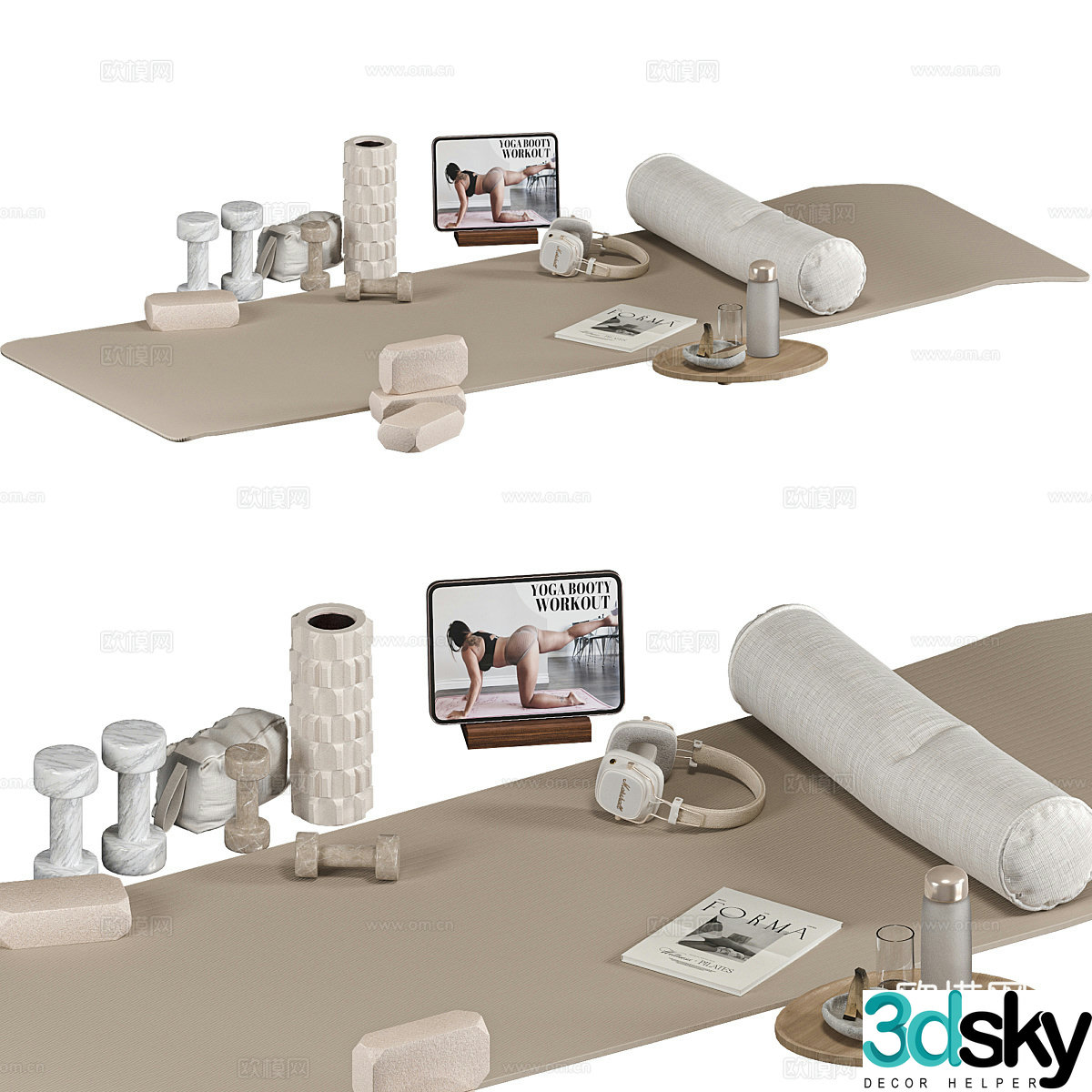 Modern cream style yoga exercise suit 3d model