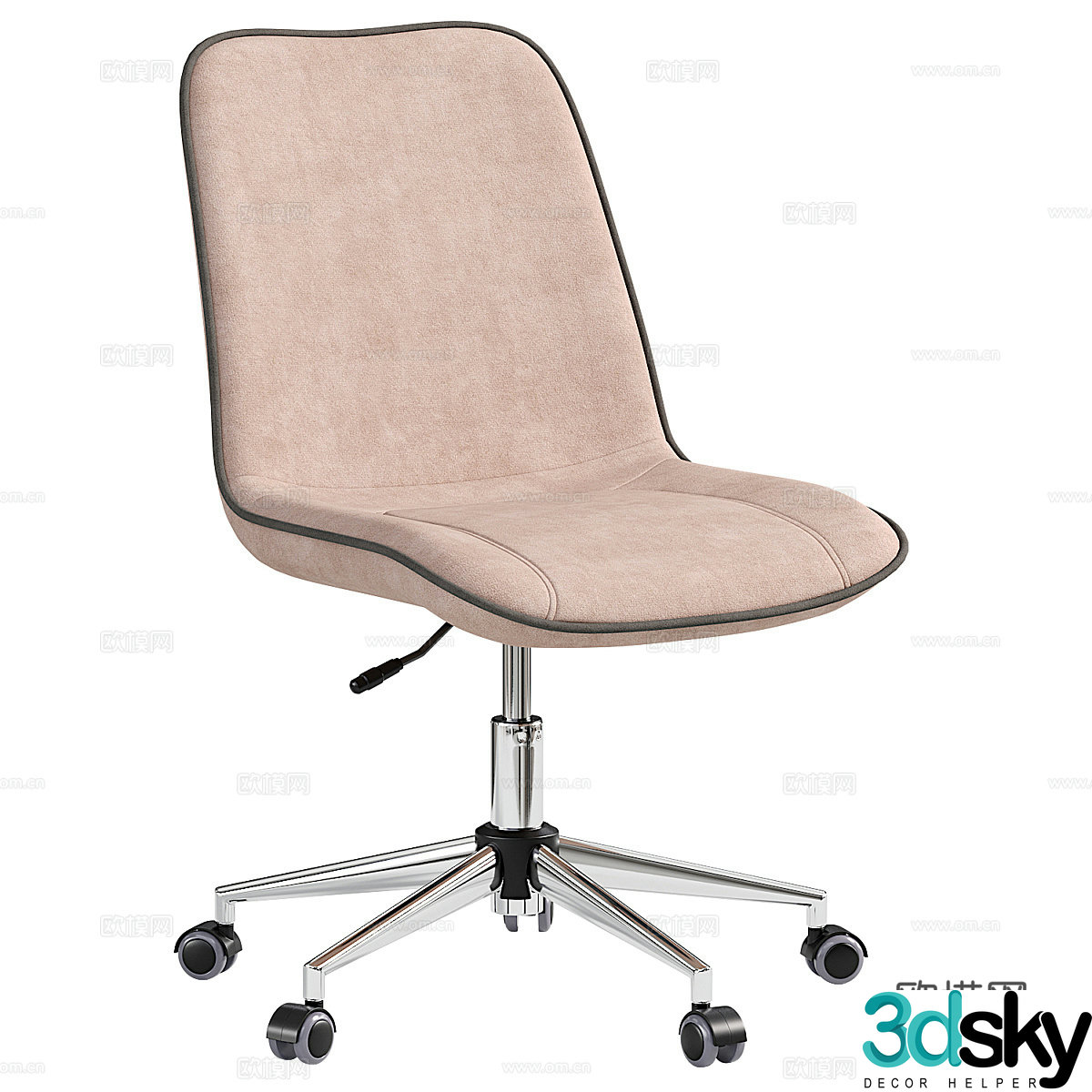 Modern cream style fabric office chair 3d model