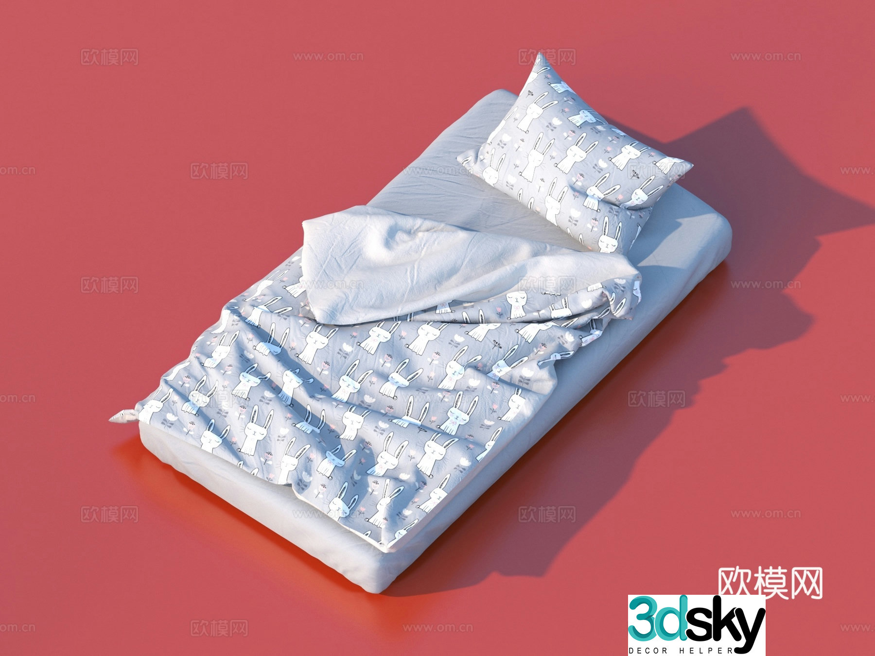 Mattress Pillow Quilt Quilt Bedding 3d Model