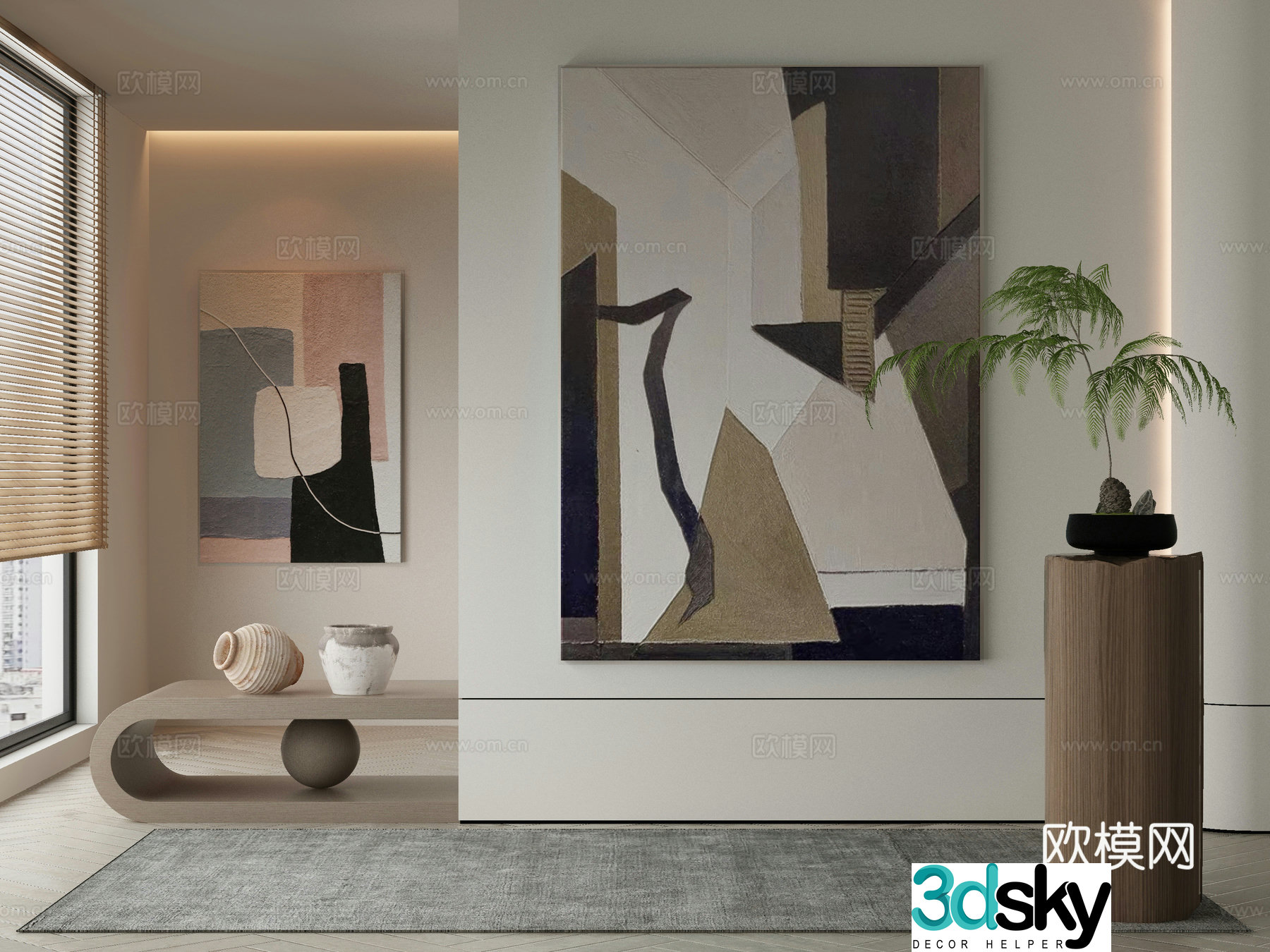 Modern Wasabi Hanging Painting Oil Painting 3D Model