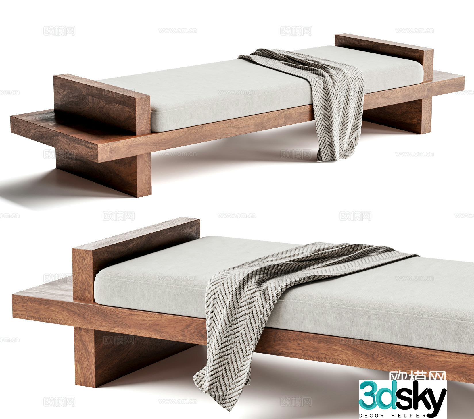 New Chinese bench bed tail stool sofa bench medieval bed tail stool Japanese sofa bench 3D model