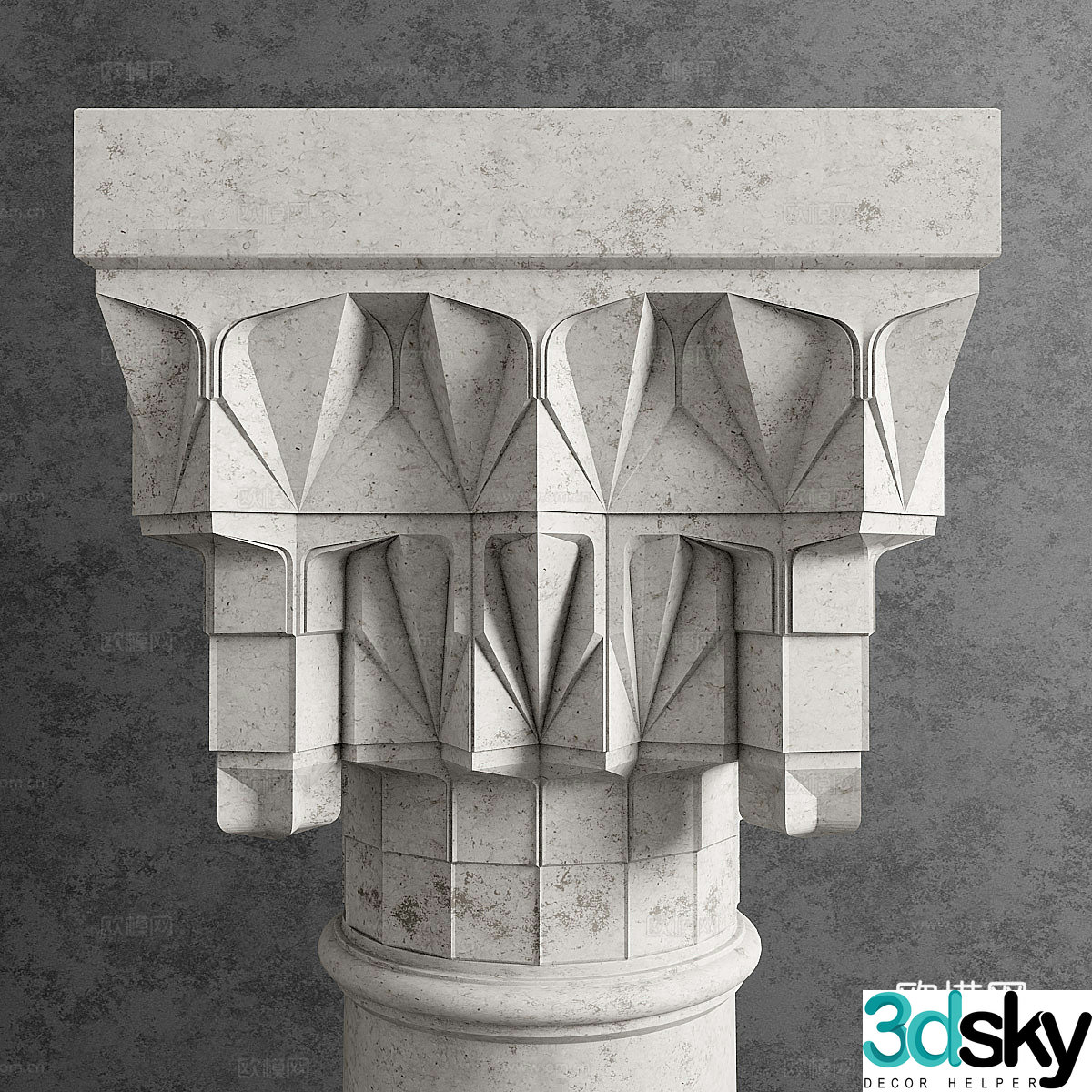 Roman column stigma head craft column 3d model
