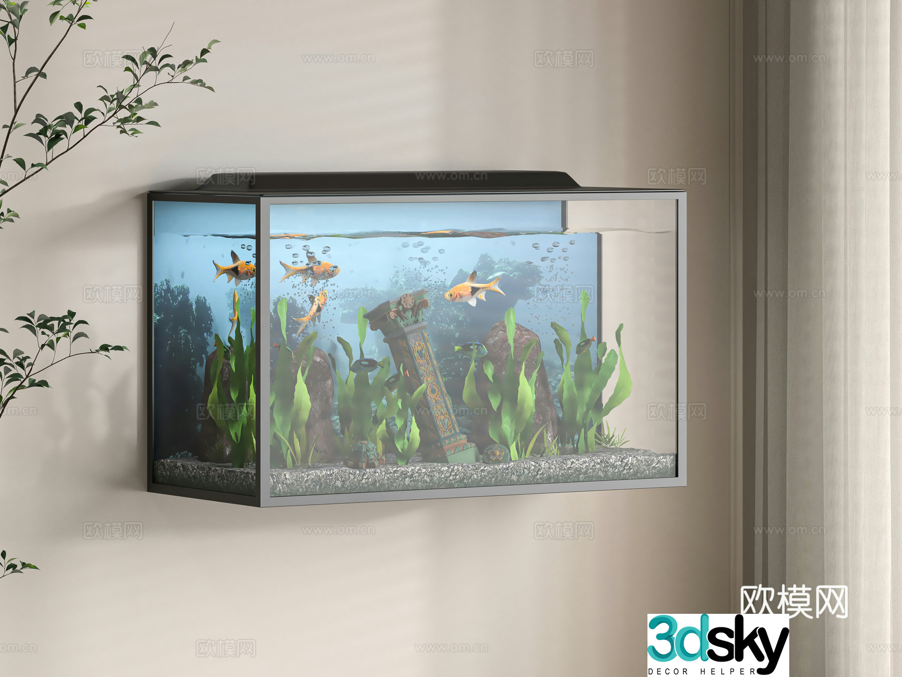 Modern fish tank 3d model