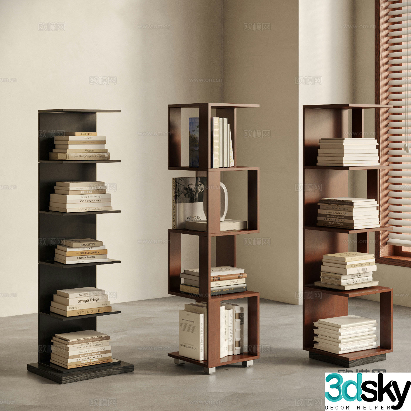 Middle-aged bookshelf Modern bookshelf Books Floor-standing bookshelf Bookcase 3D model