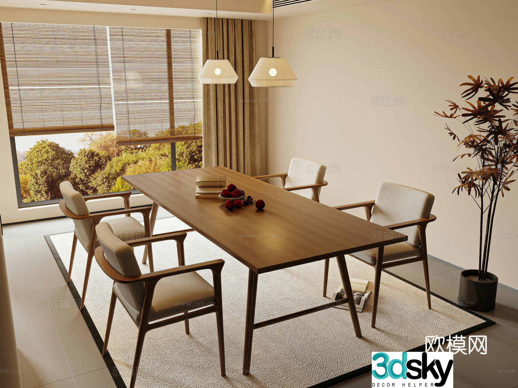 New Chinese dining table and chair combination Song’s dining table and chair 3D model