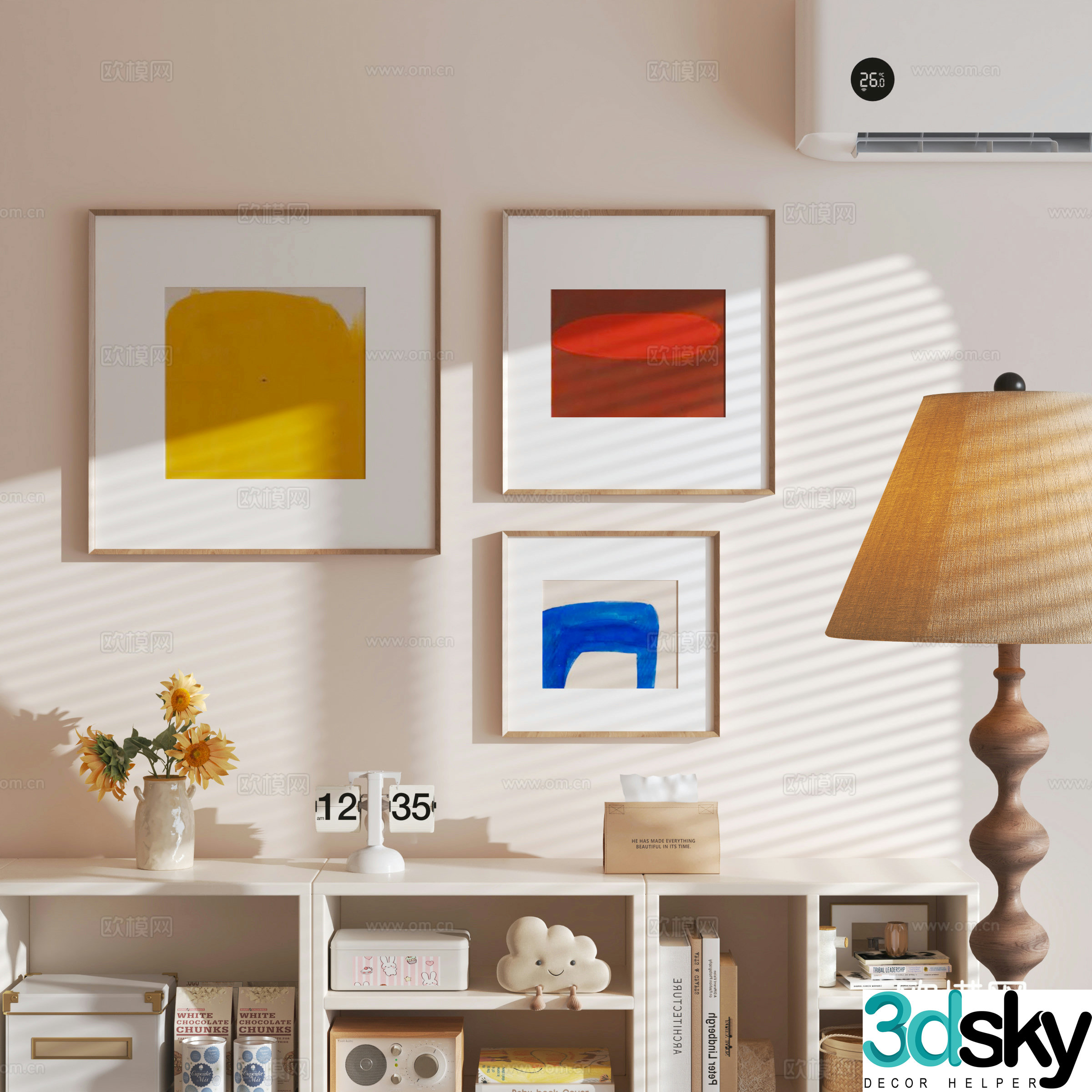 Modern decorative hanging painting combination 3D model
