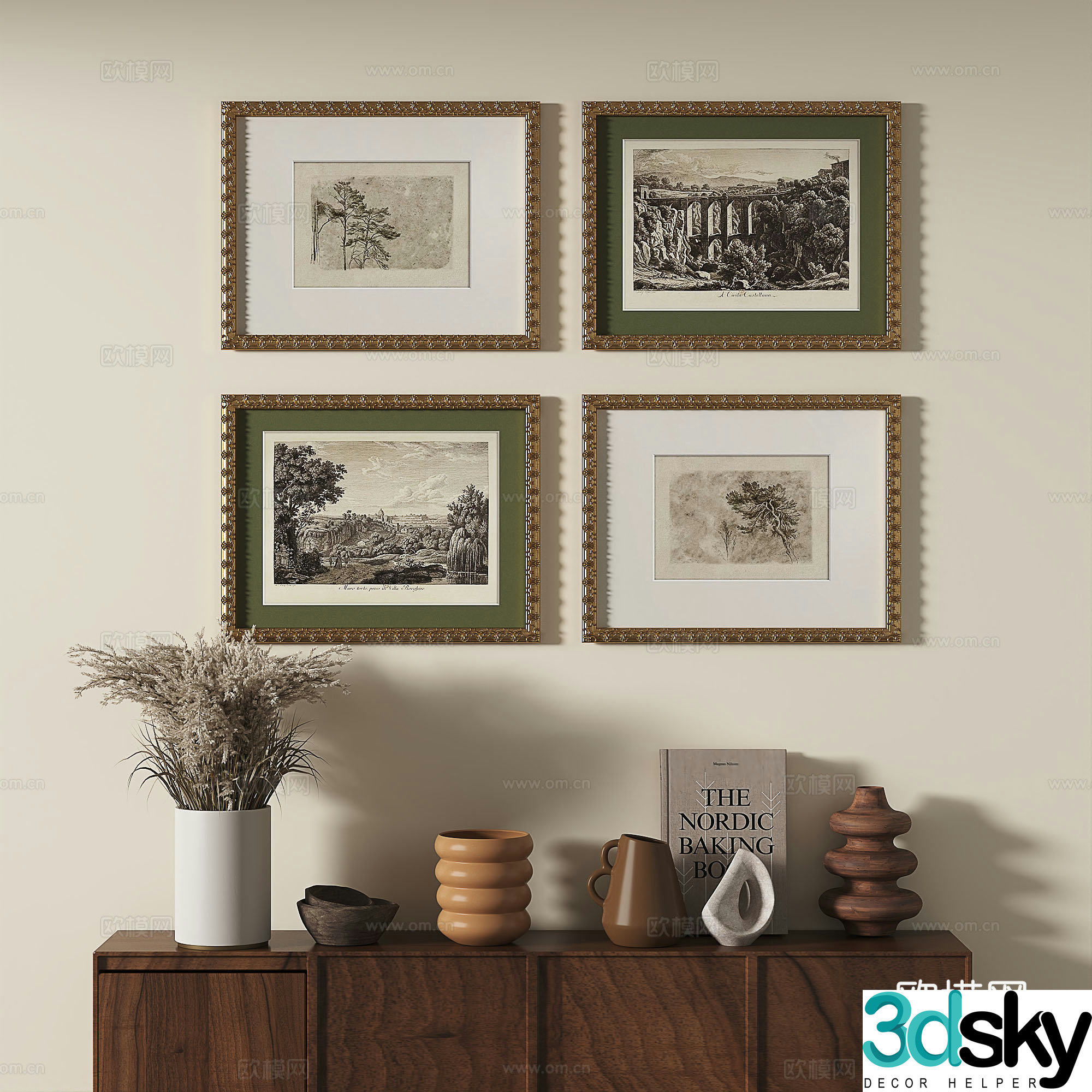 European French classical retro light luxury decorative painting 3d model