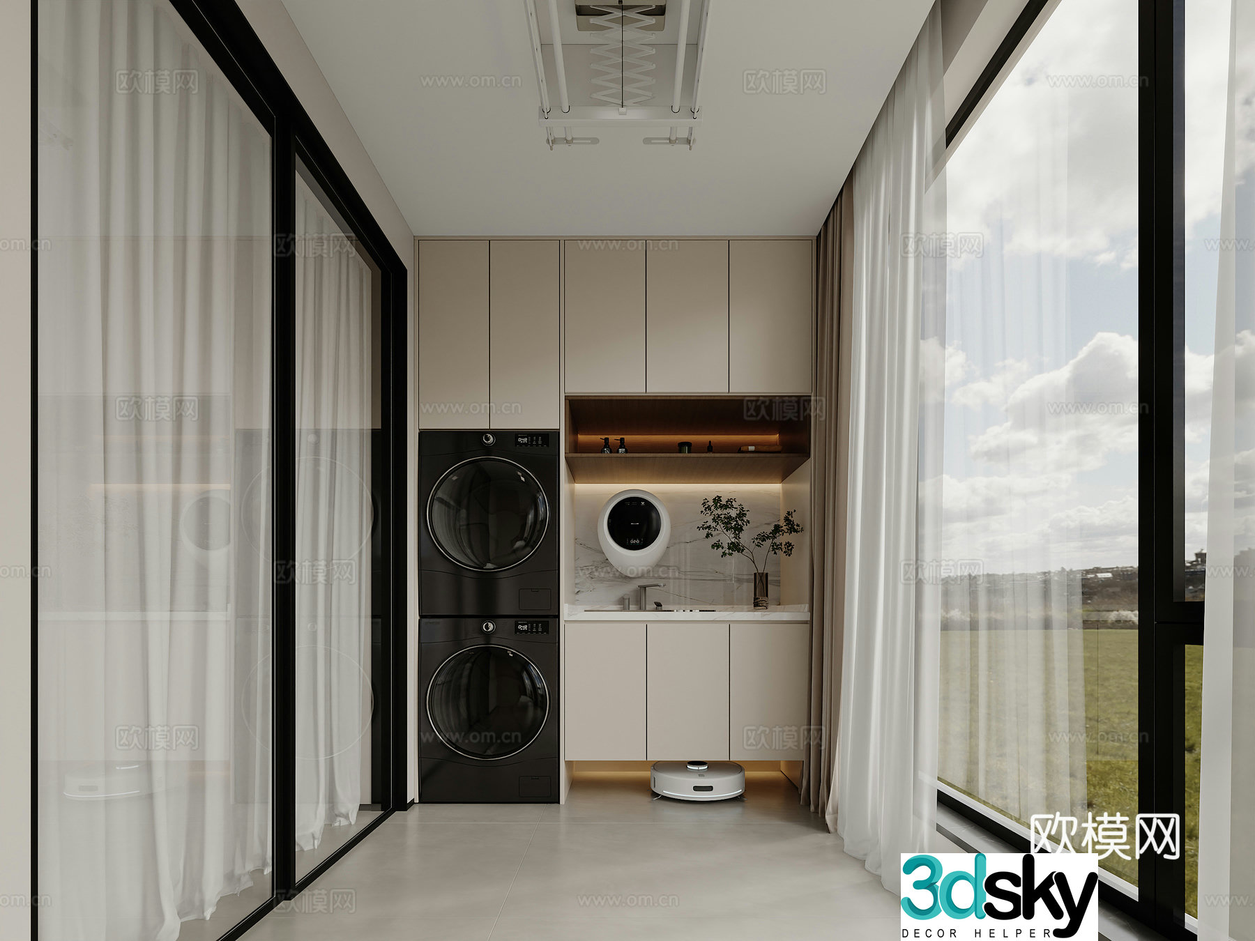 Modern living balcony 3d model