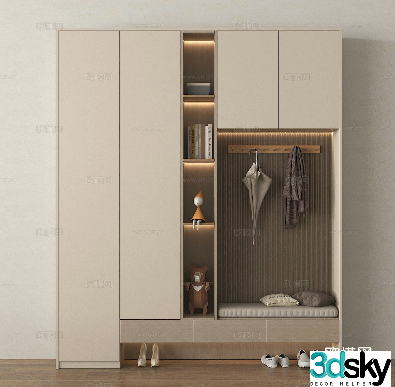 Porch cabinet shoe cabinet 3d model
