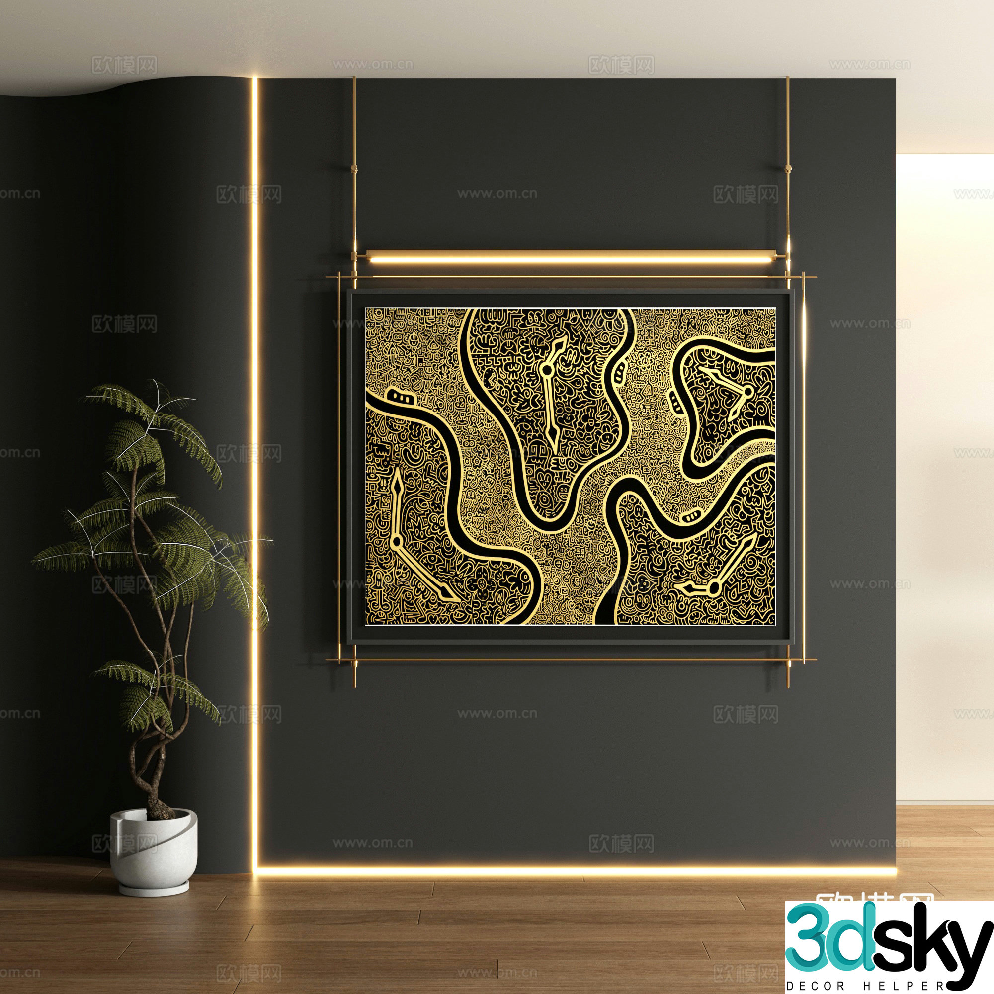 Modern graffiti decorative painting 3d model