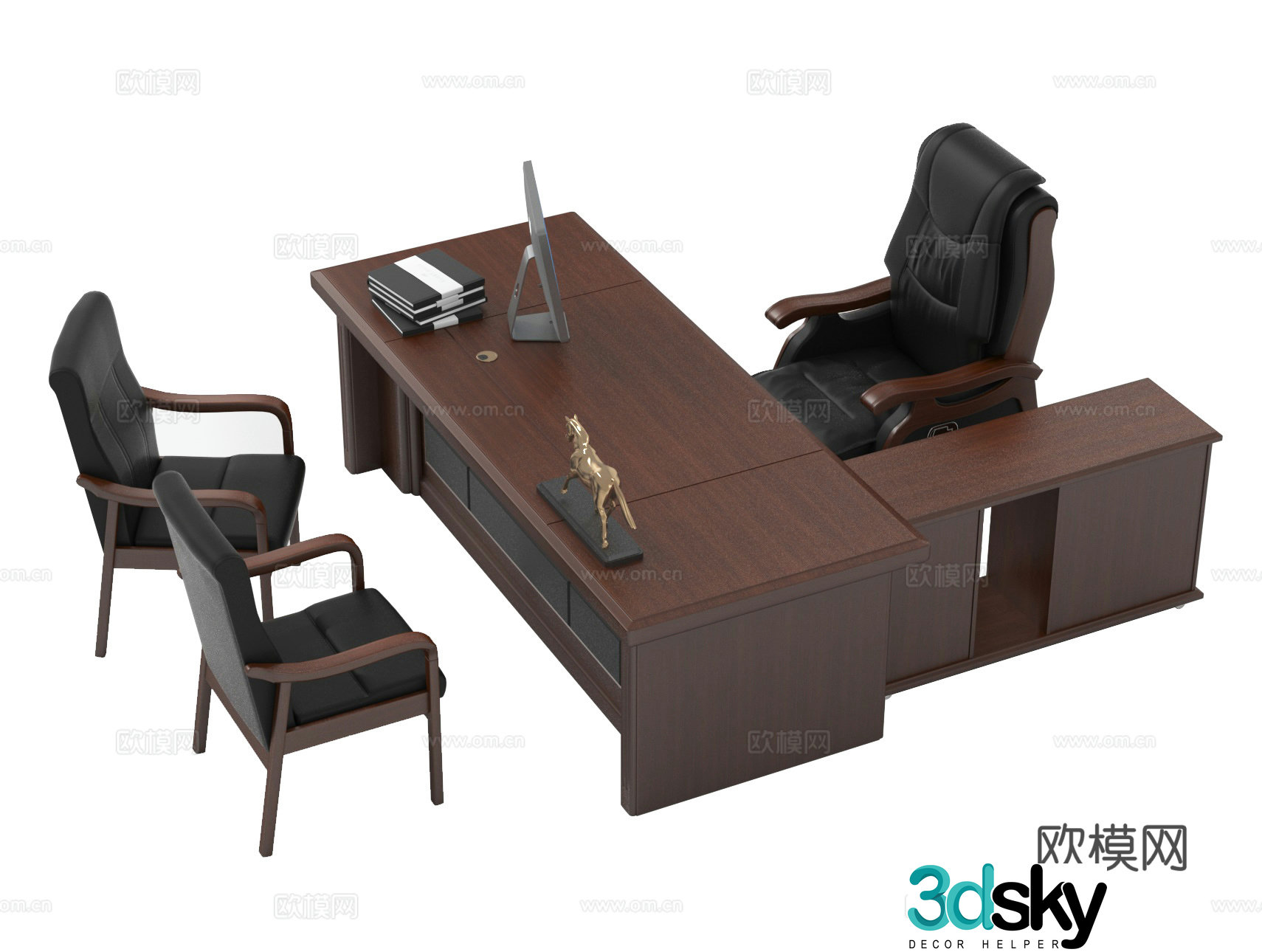 Office desk chair boss desk leader desk 3d model