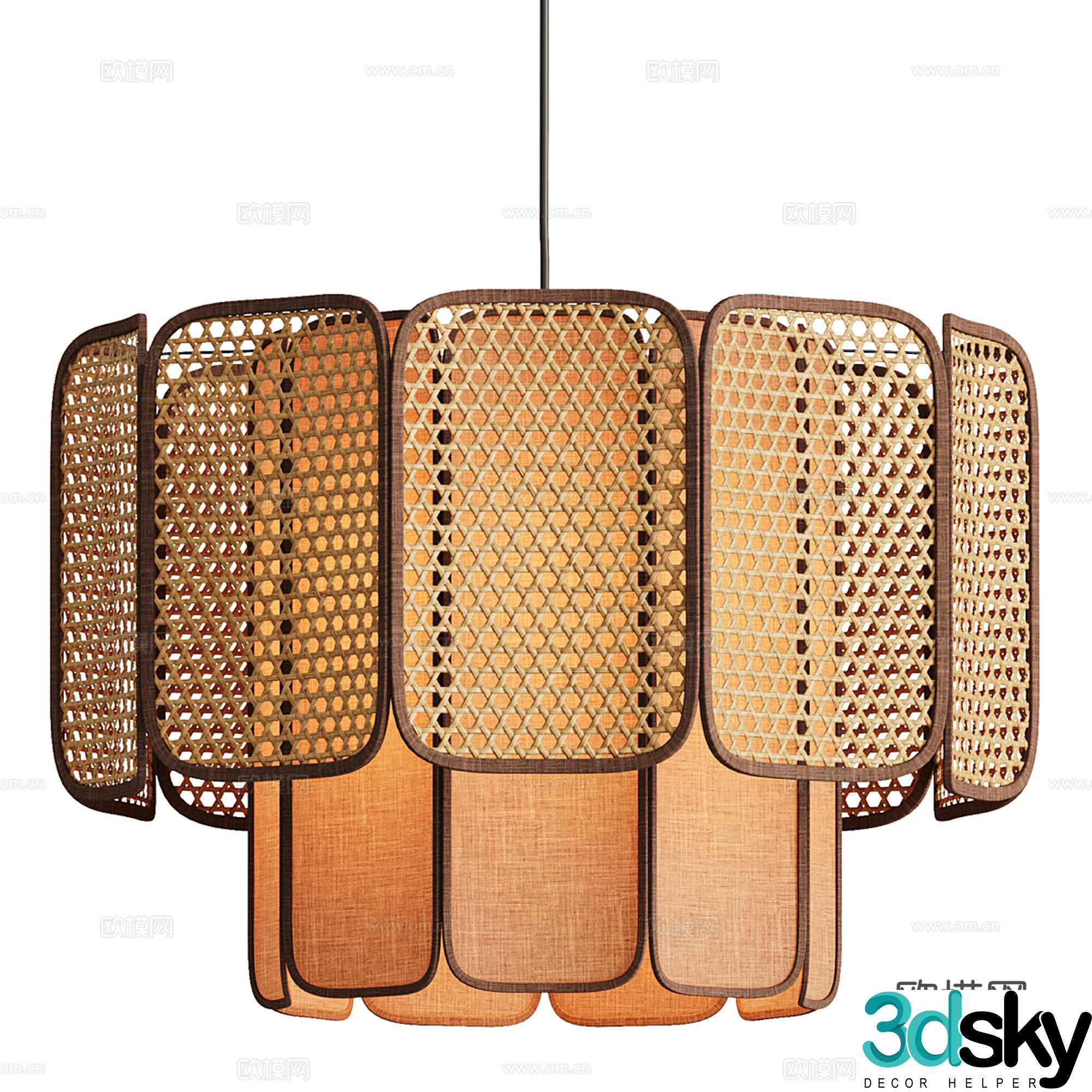 3D model of medieval style rattan chandelier