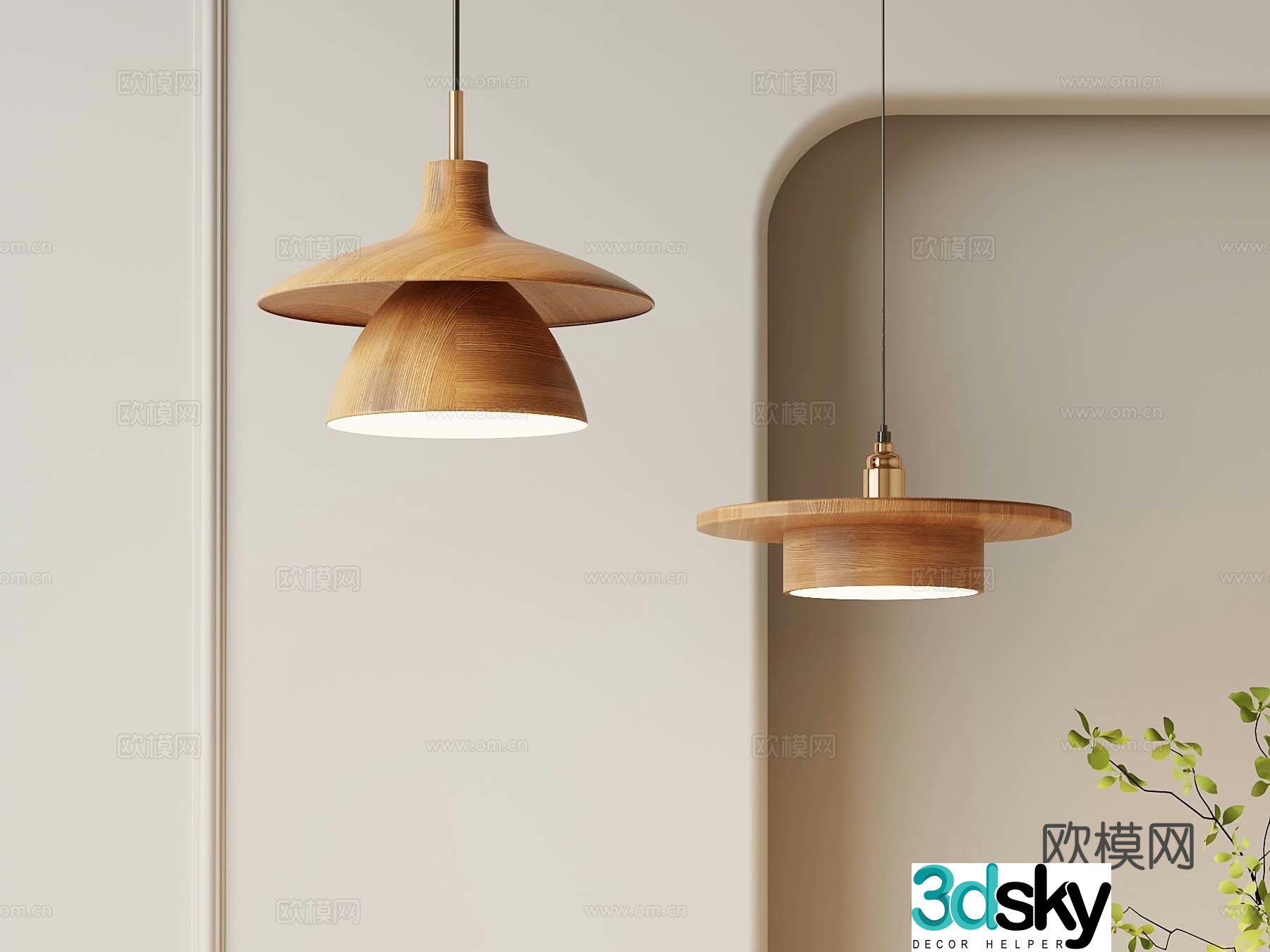 Wasabi Middle Ancient Chandelier Solid Wood Chandelier Restaurant Chandelier Bedside Light 3D Model