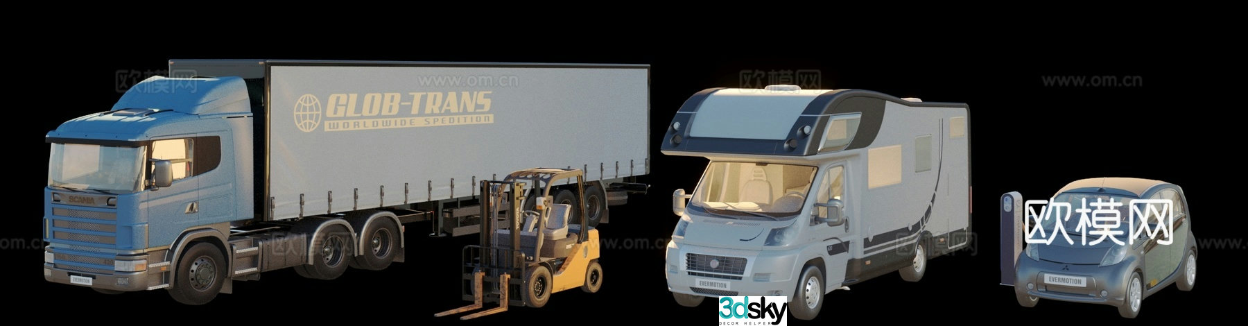 car forklift large truck 3d model