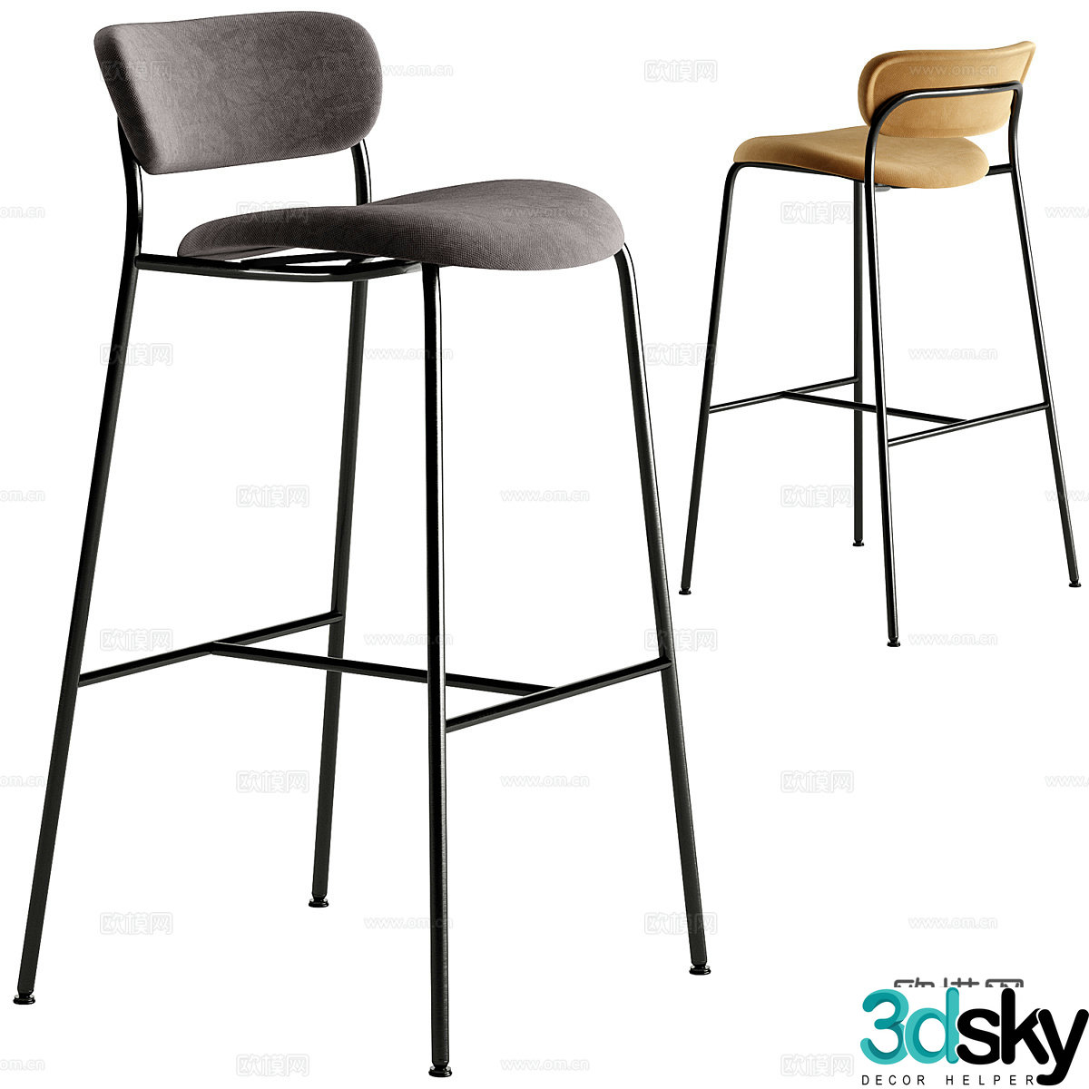 Modern minimalist bar chair 3d model