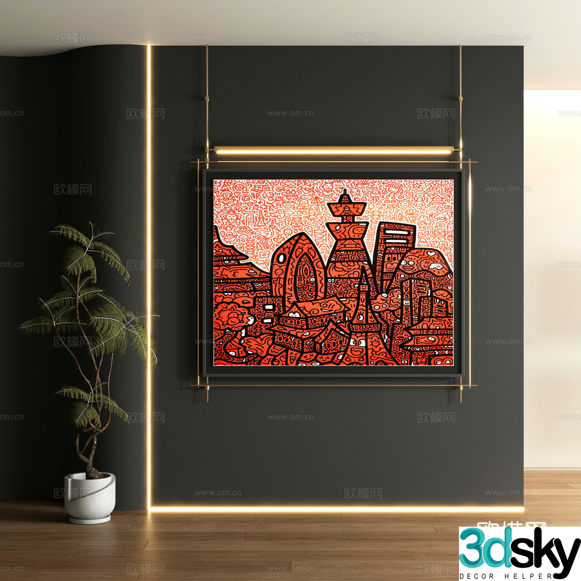 Modern graffiti decorative painting 3d model