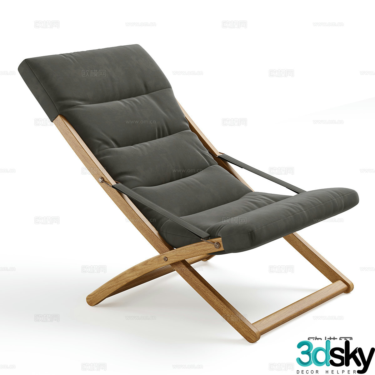 New Chinese style lounge chair outdoor armchair 3d model