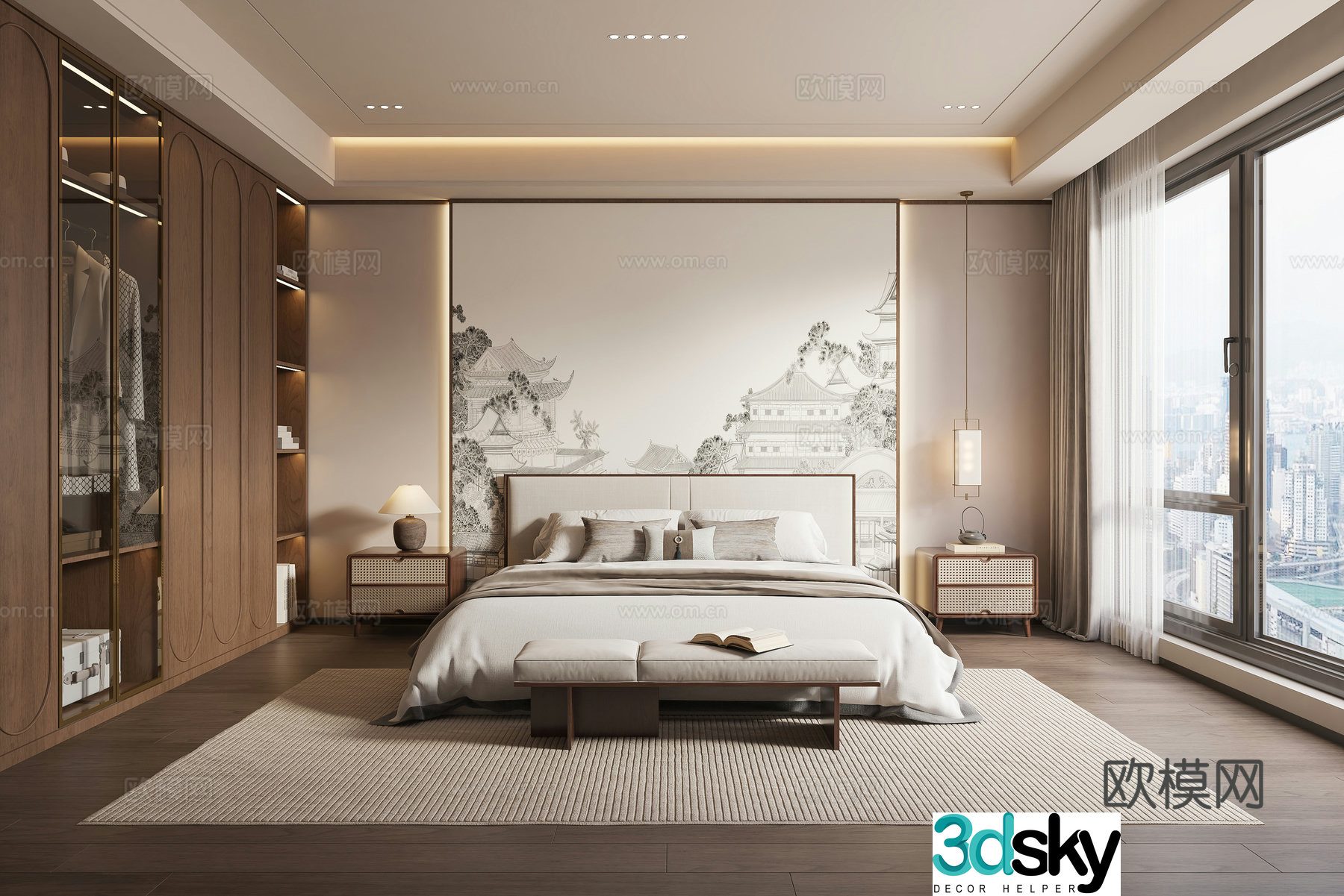 New Chinese bedroom 3D model