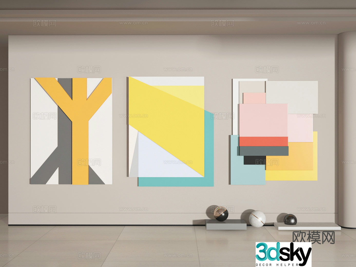 3D model of hanging painting
