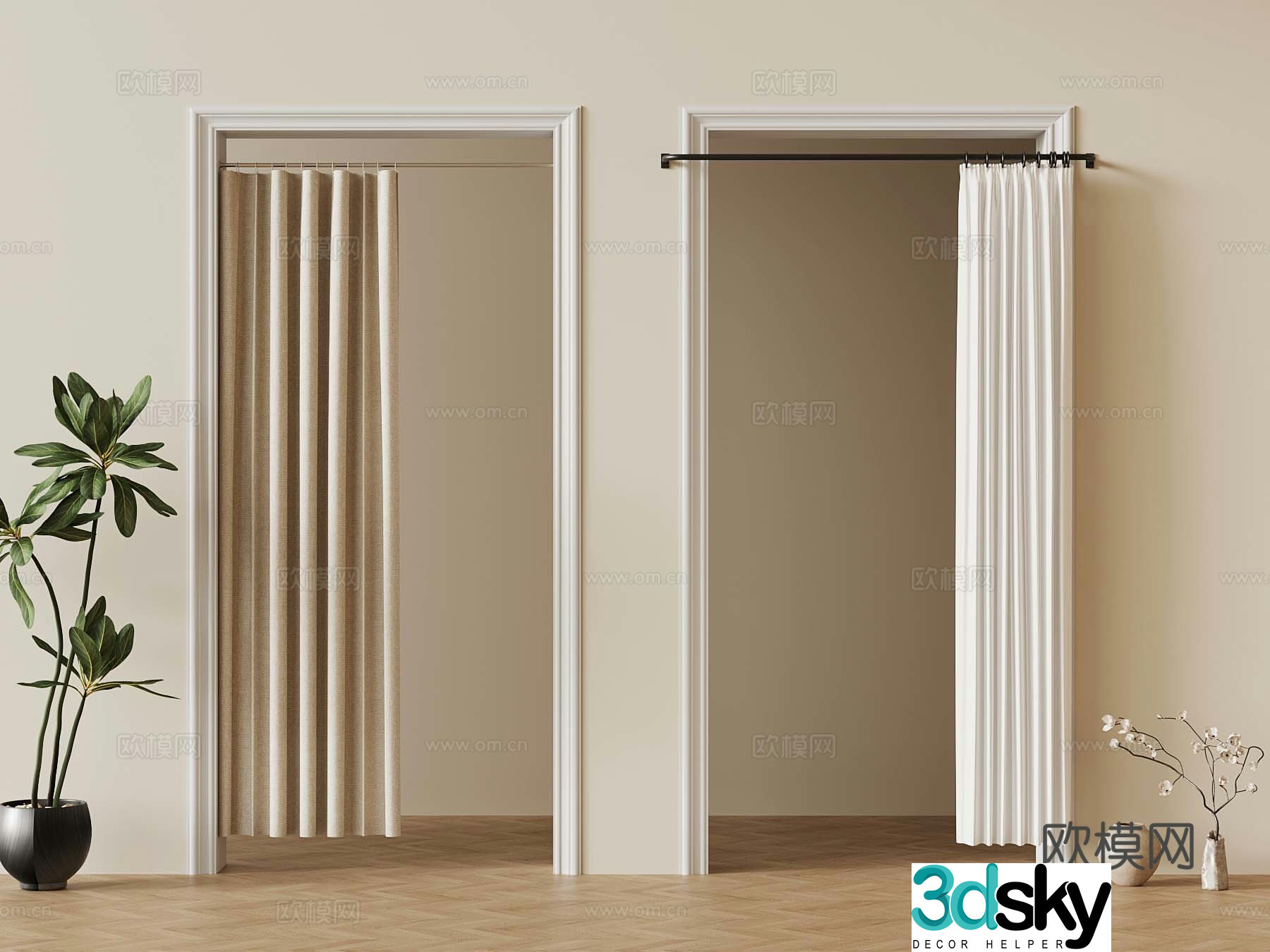 Modern shower curtain 3d model