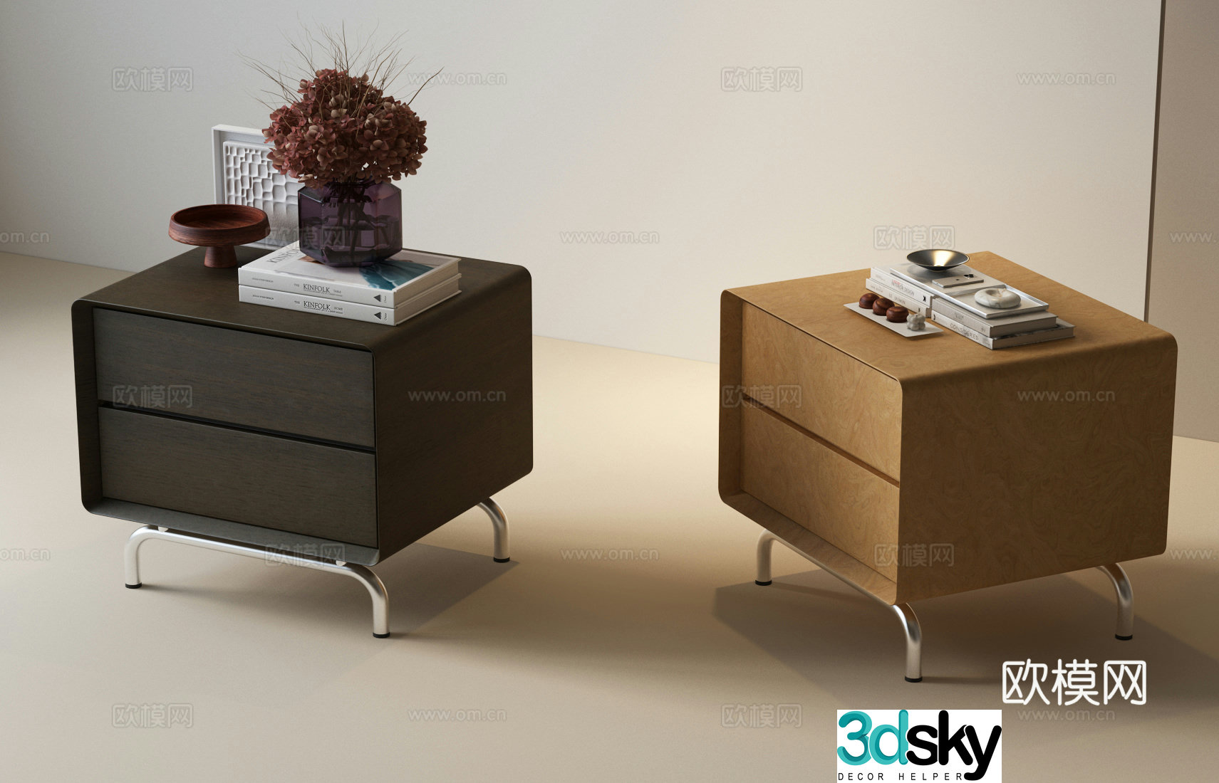 Modern Italian side cabinet Modern Italian bedside table Bedside table ornaments Modern Italian side table 3D model