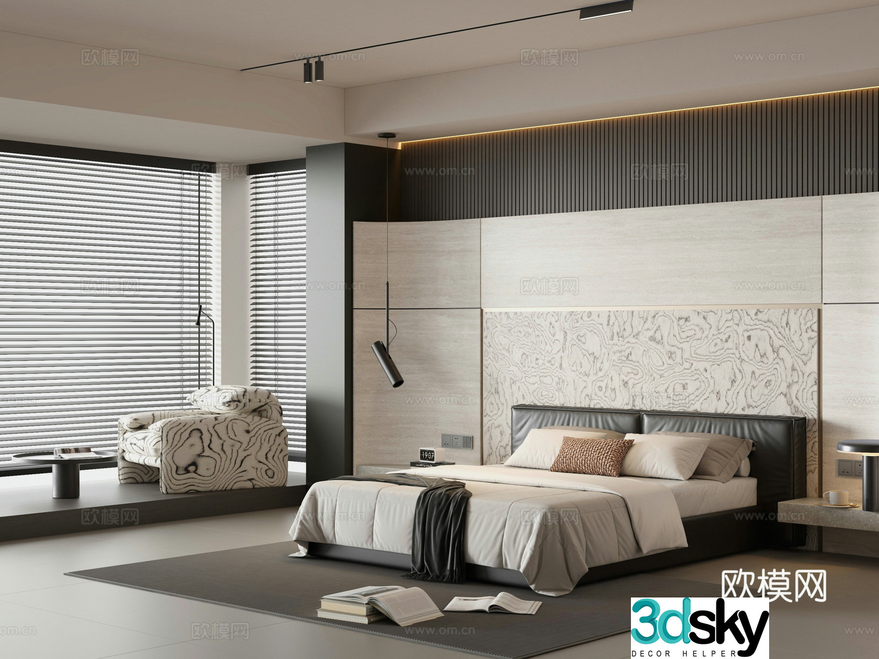 Italian simple master bedroom 3D model