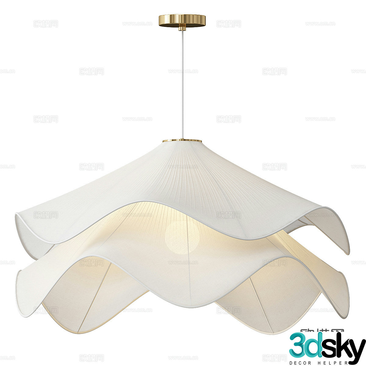 New Chinese style light luxury rattan decorative chandelier 3D model