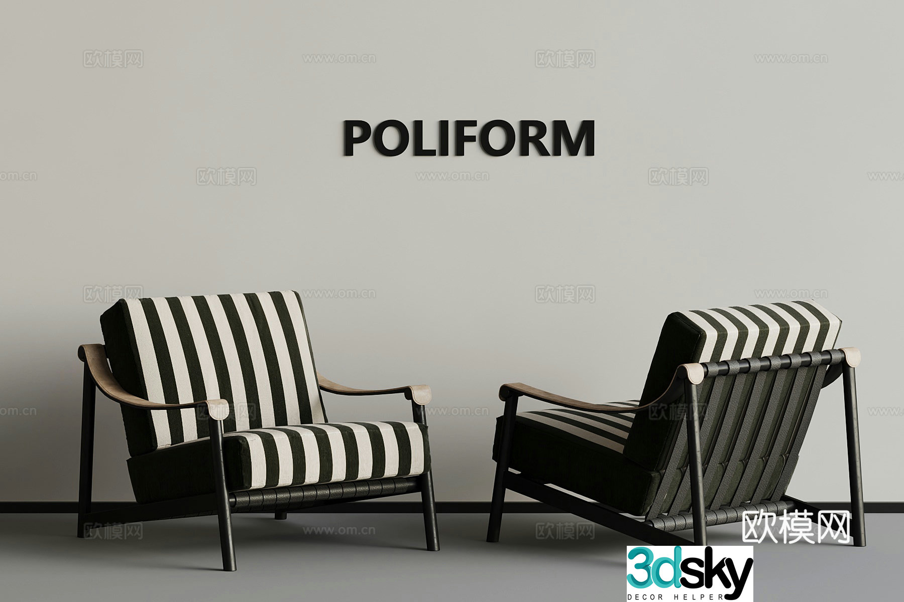 Modern French casual chair 3d model