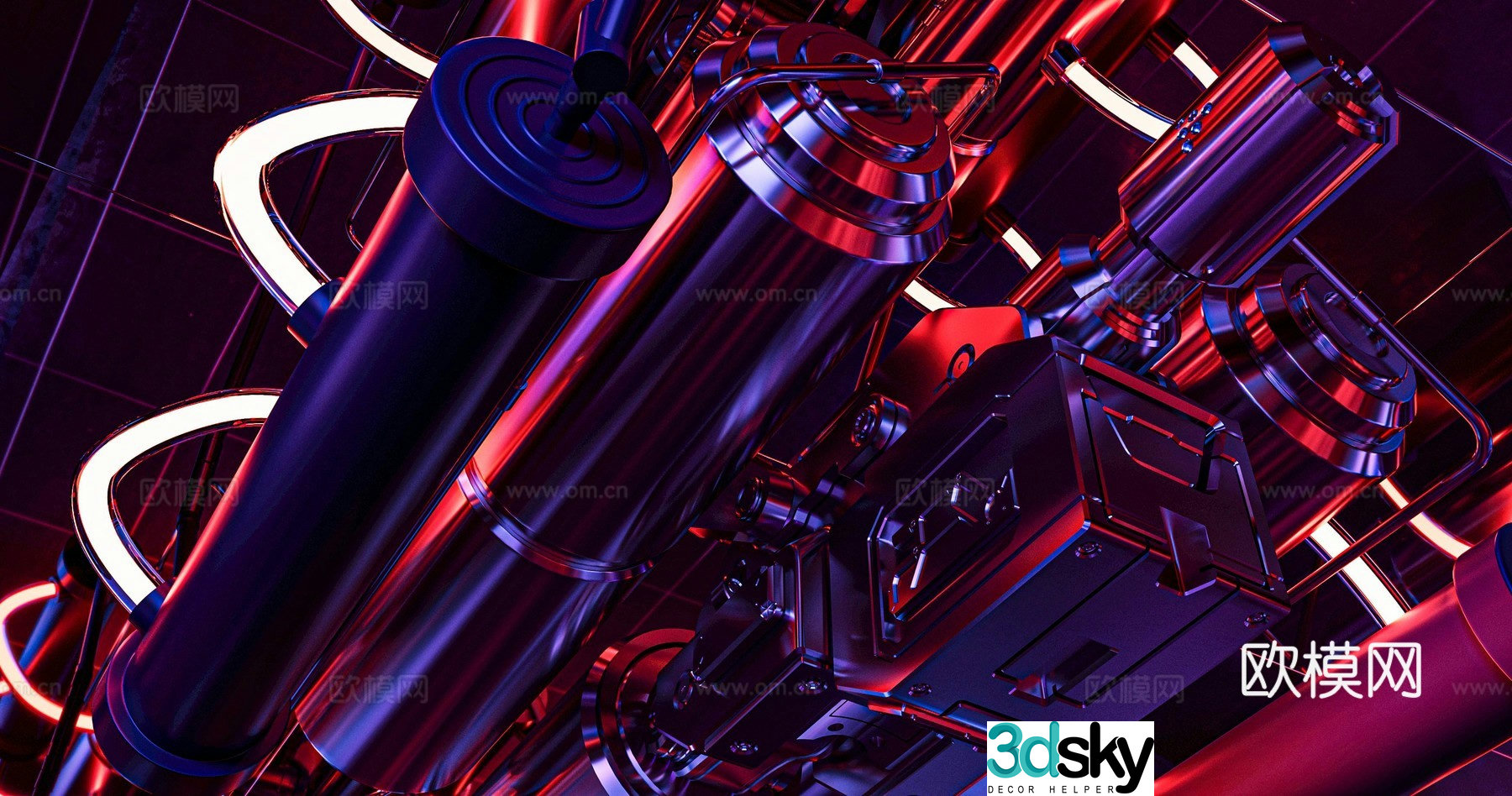 Industrial art decorative mechanical lamp 3d model