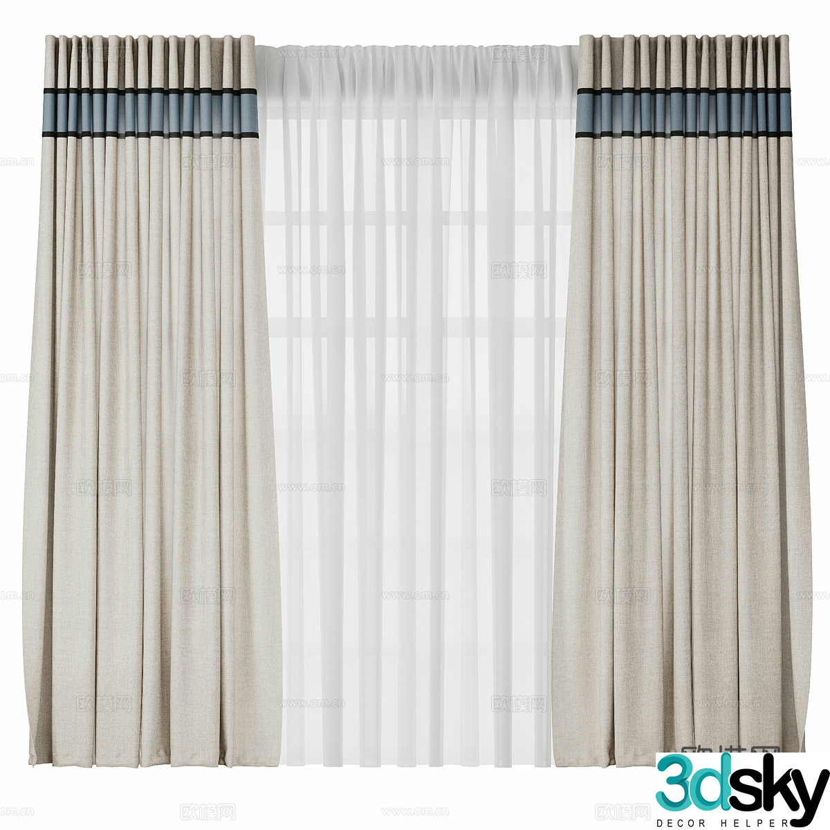 New Chinese children’s fabric curtain 3D model