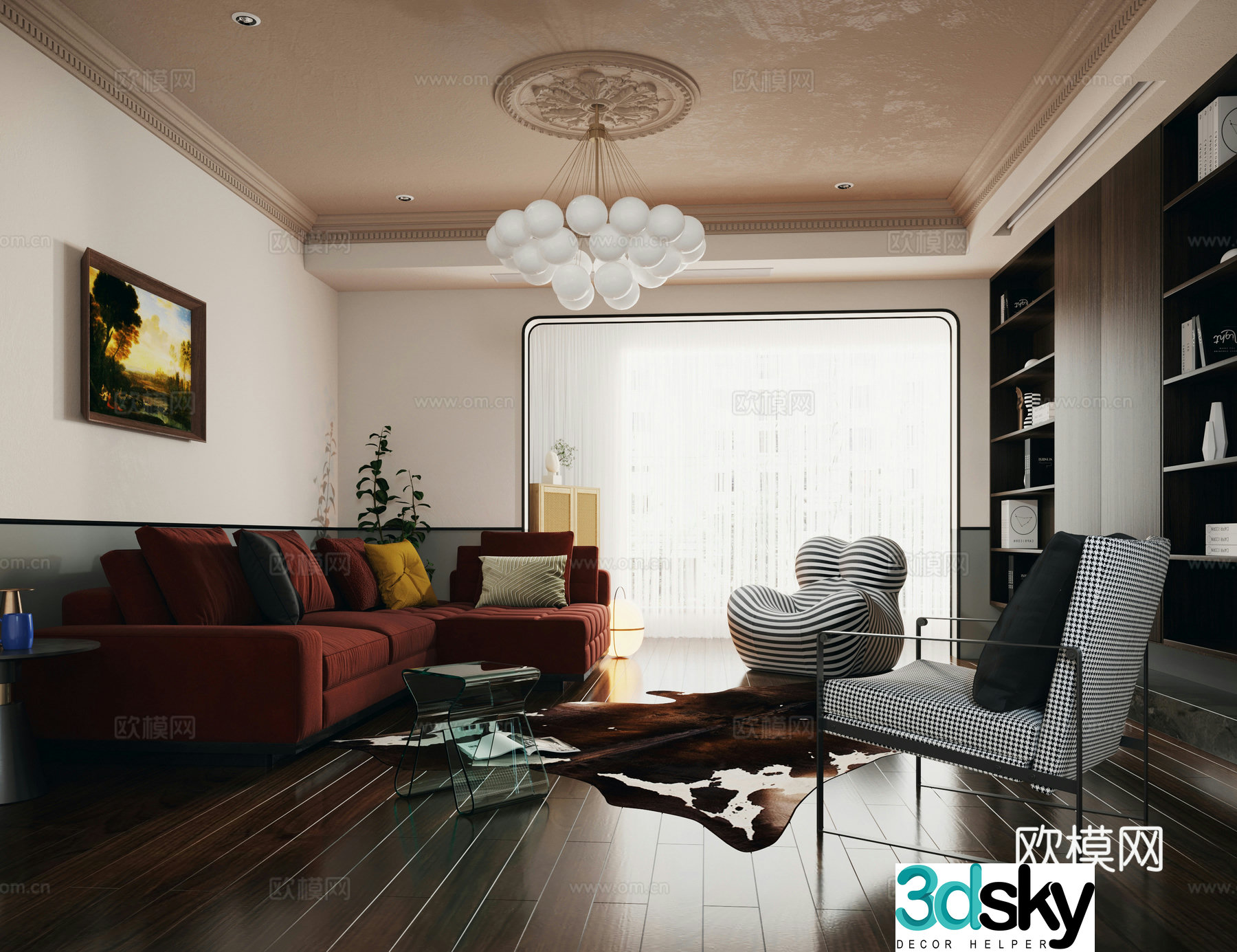 Retro living room 3d model