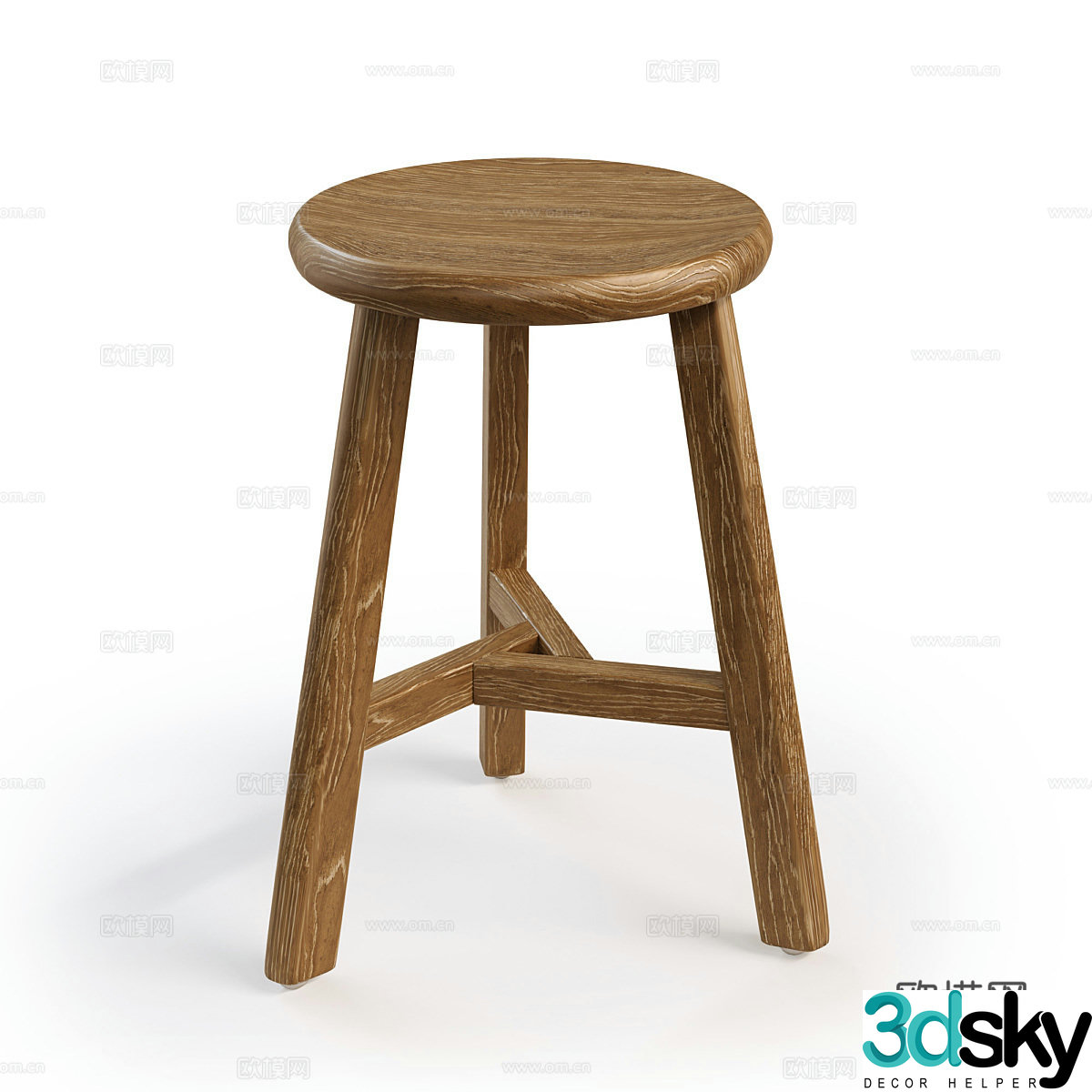New Chinese style Wasabi Solid Elm Stool 3D Model