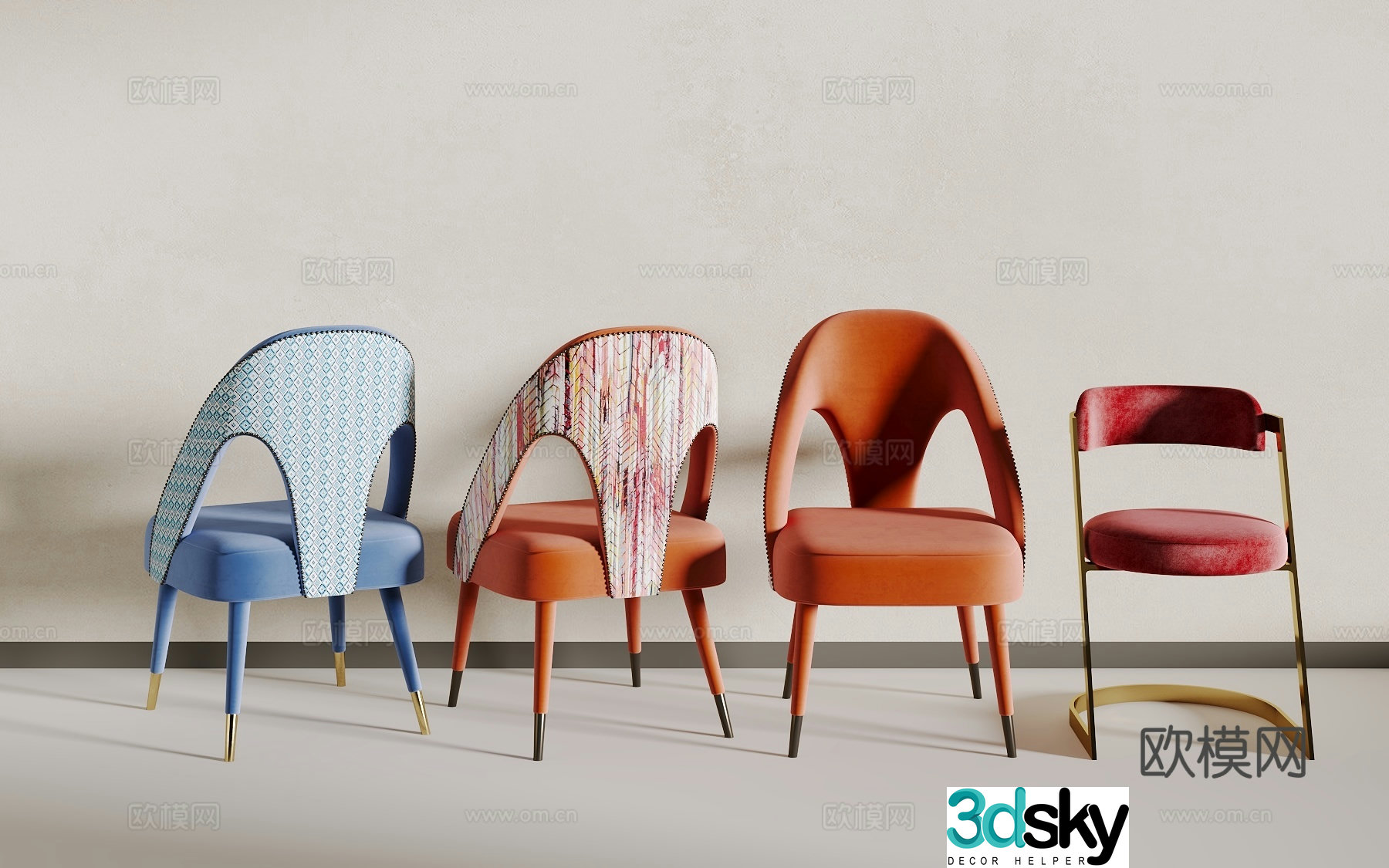 Light luxury dining chair 3D model