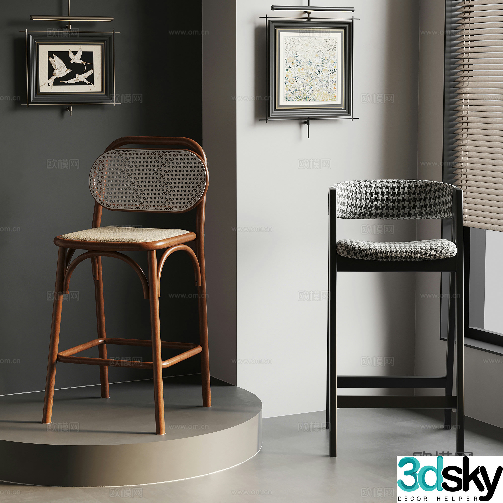 French medieval style bar chair dining chair 3d model