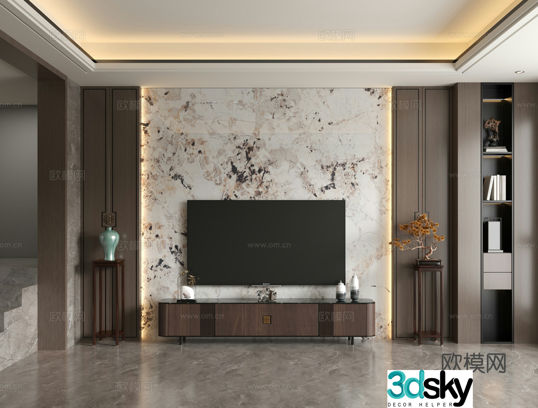 New Chinese TV background wall 3d model