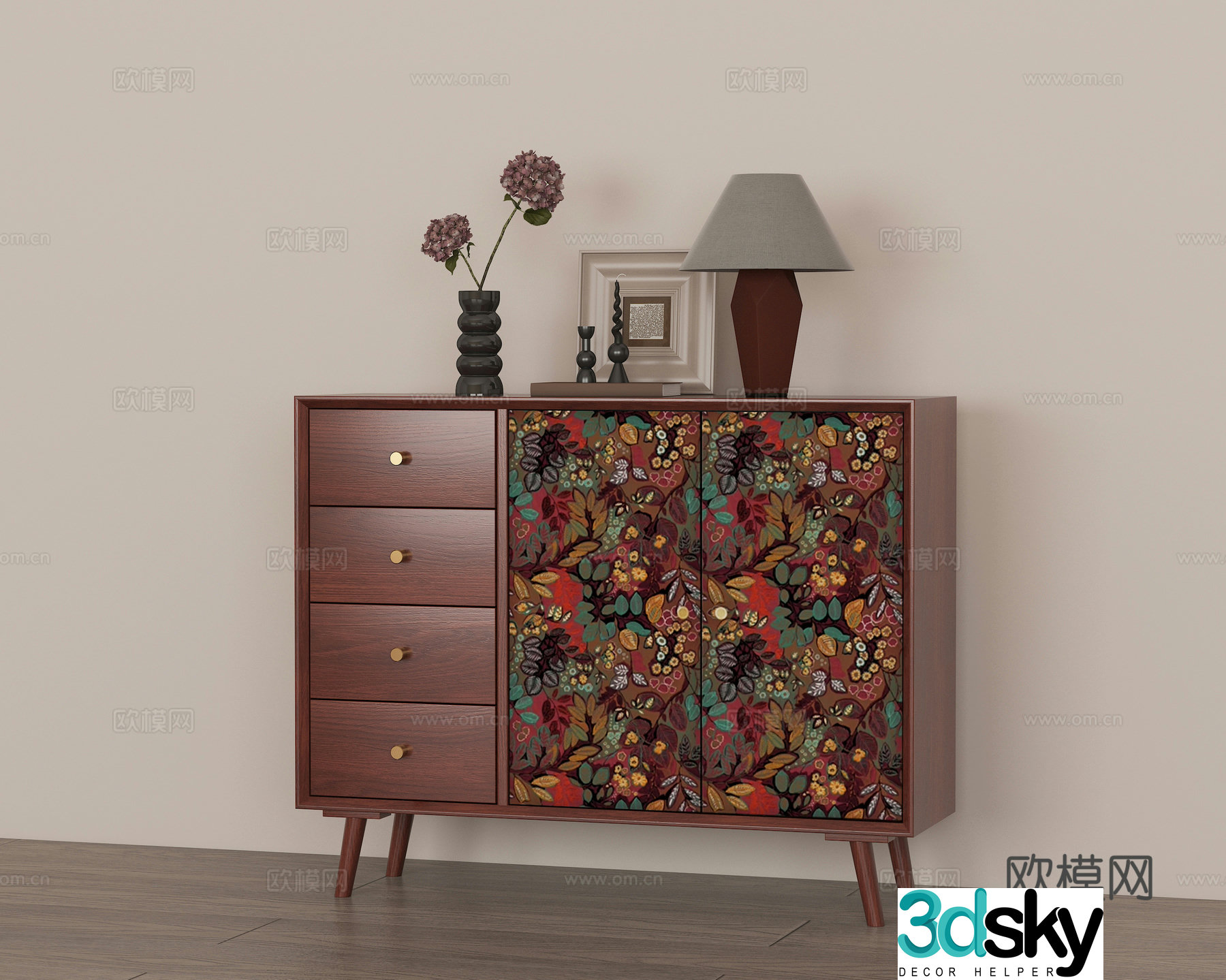 Modern medieval style end view cabinet 3D model