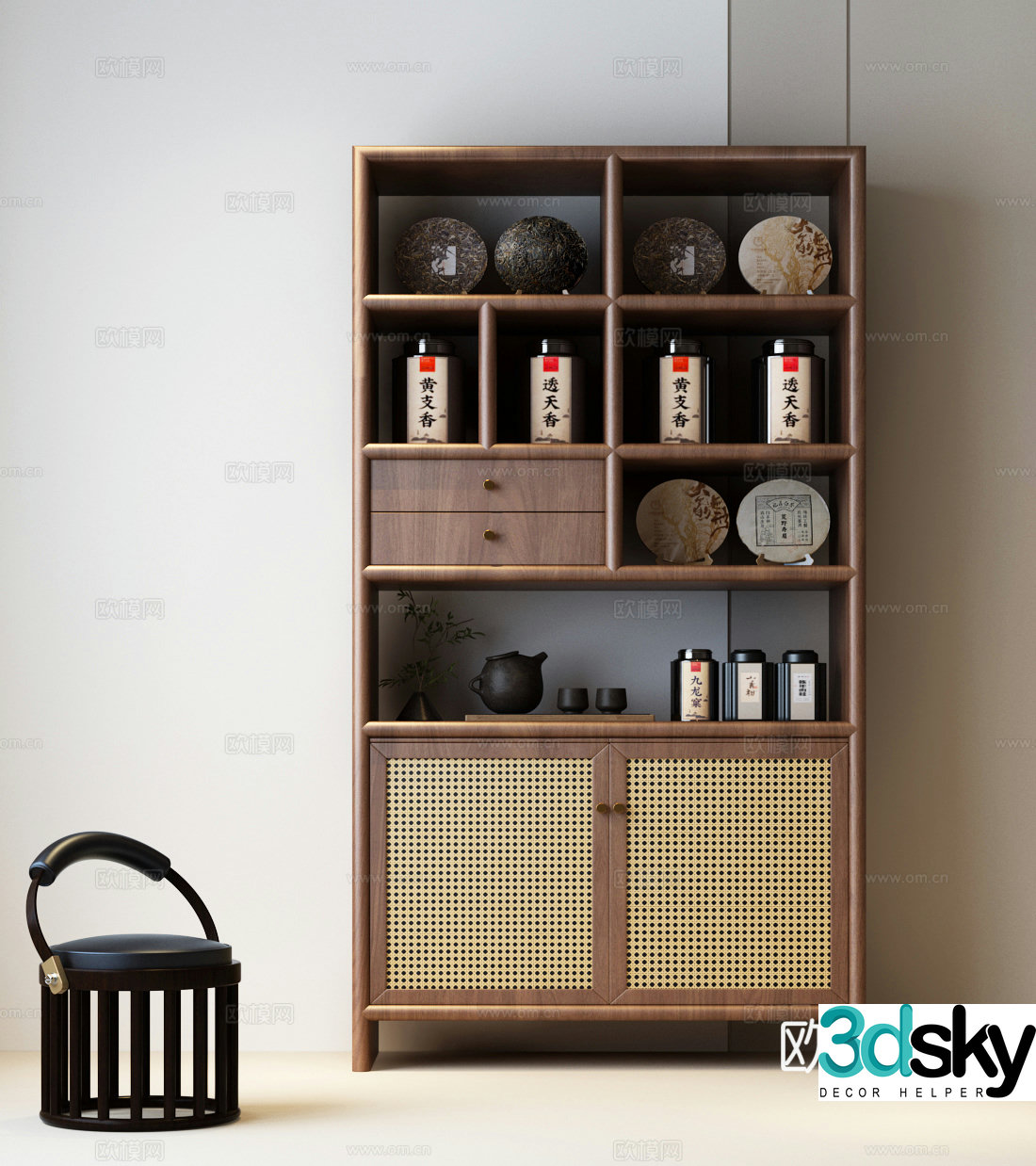 New Chinese tea cabinet Song’s tea cabinet 3D model