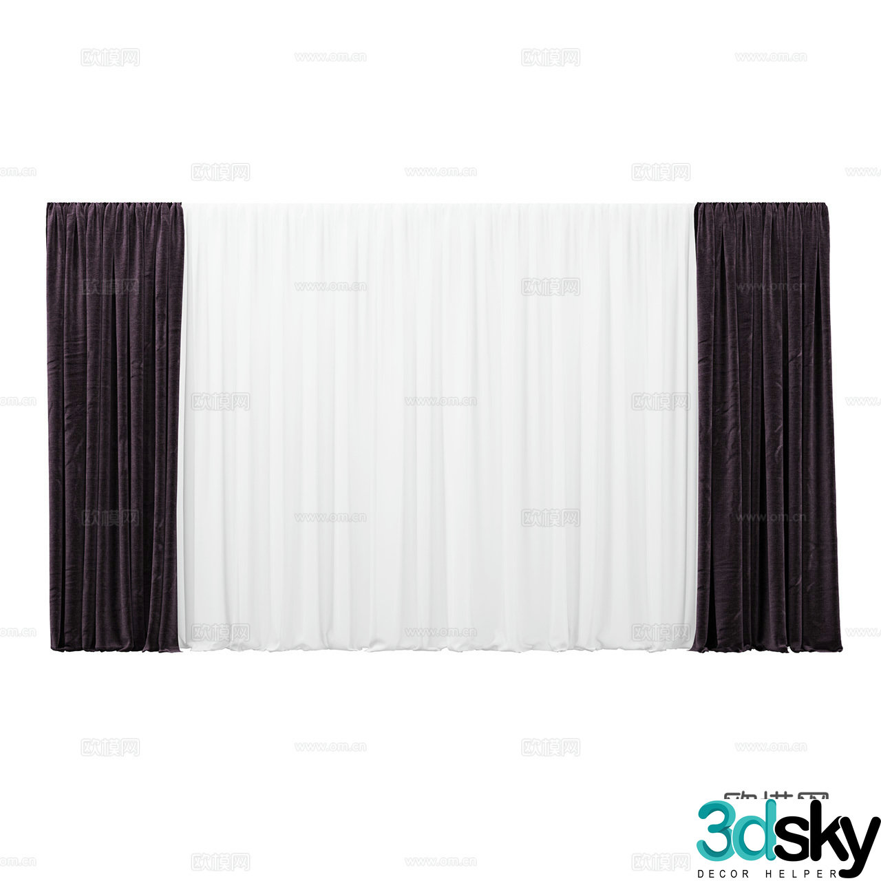Baumann Modern fabric curtains Minimalist curtains Fabric curtains Fabric curtains Gauze curtains 3D model