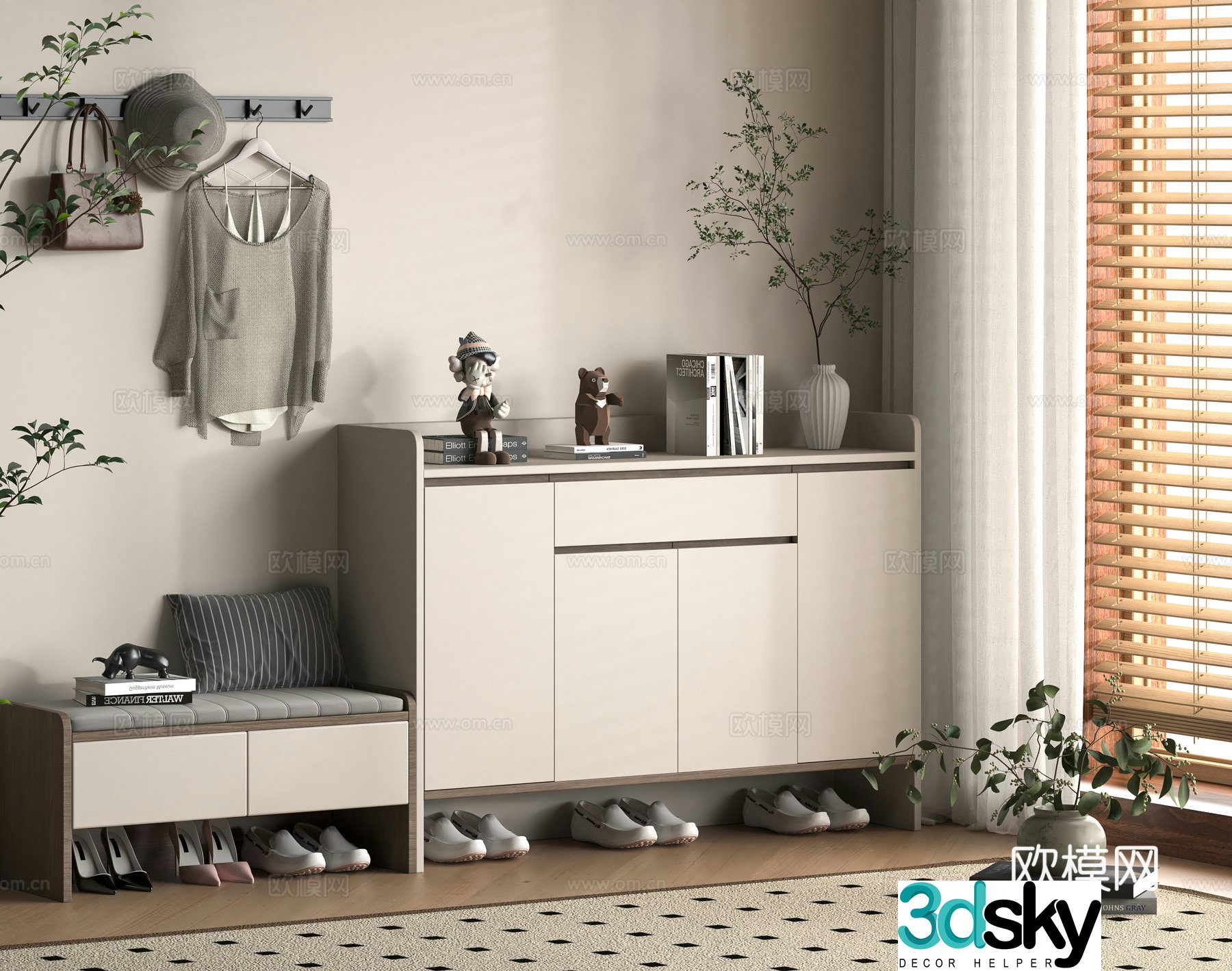 Modern shoe cabinet 3d model