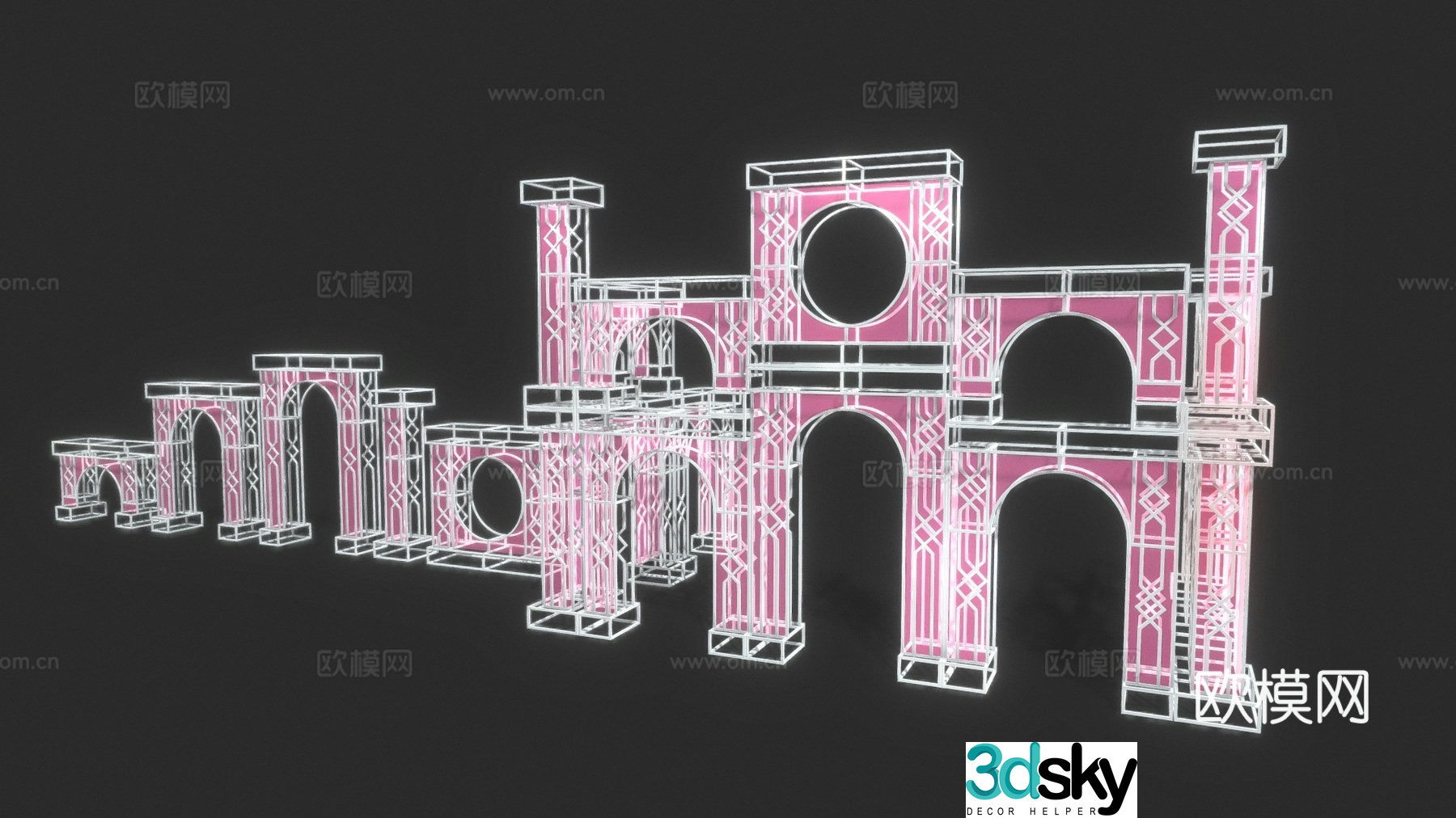 Modern interactive device Beautiful exhibition device Neon lights Beautiful exhibition indoor art device Internet celebrity check-in point 3D model