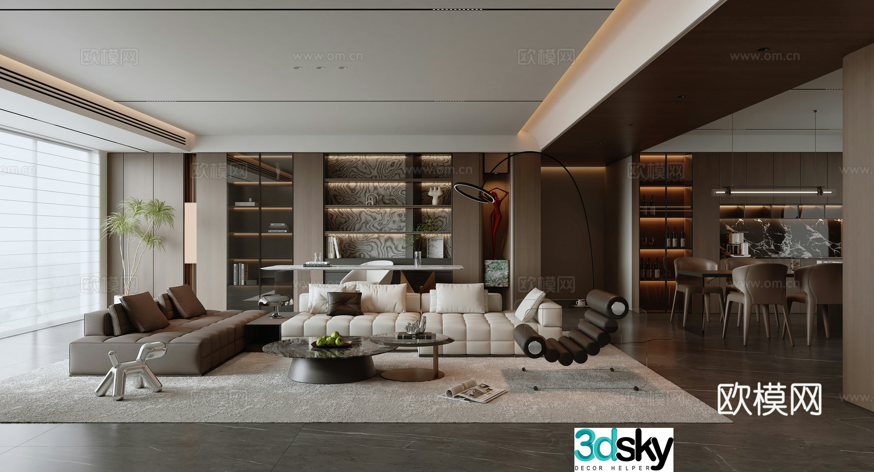 Modern Italian dining room 3d model