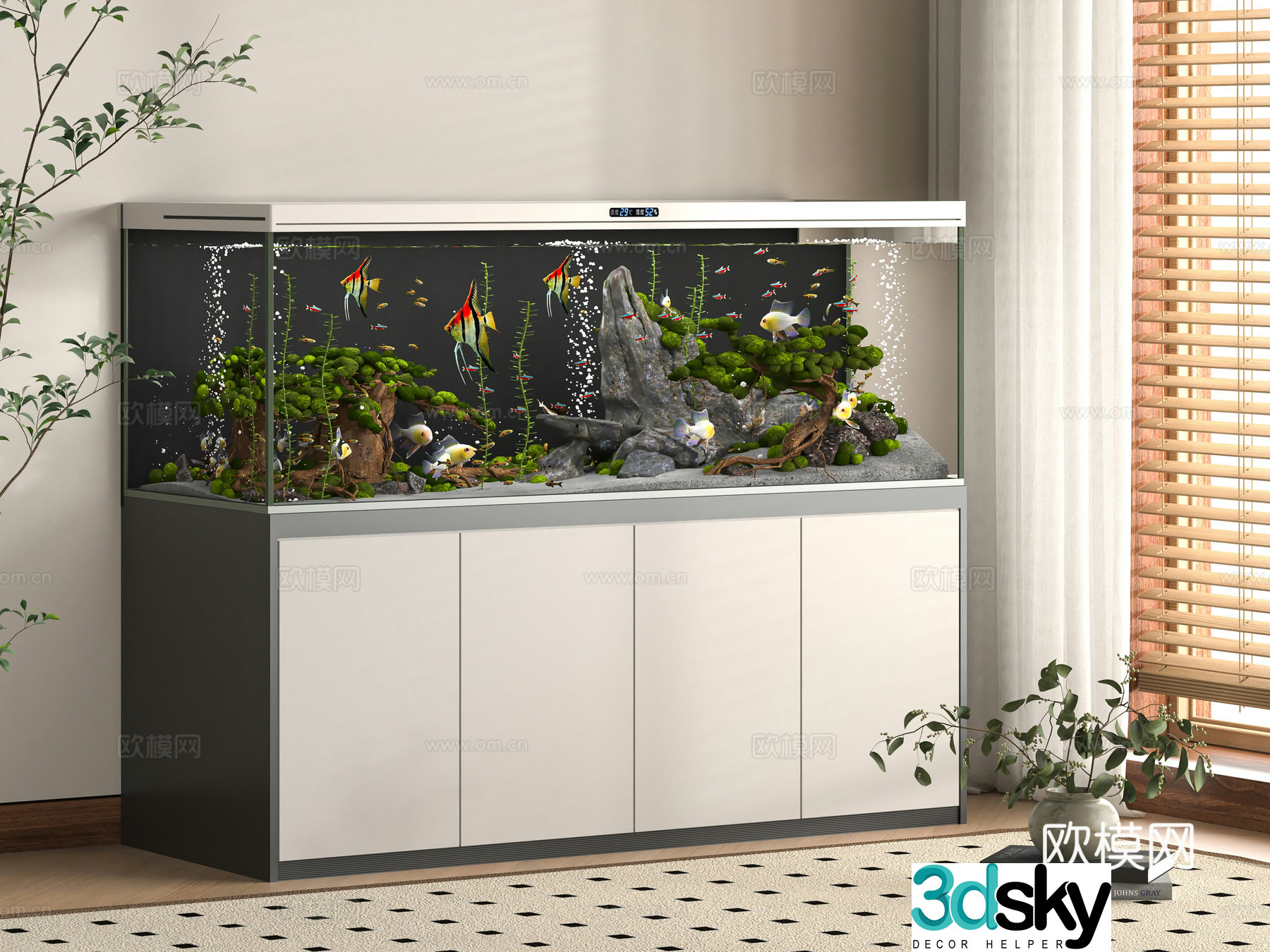 Modern fish tank 3d model