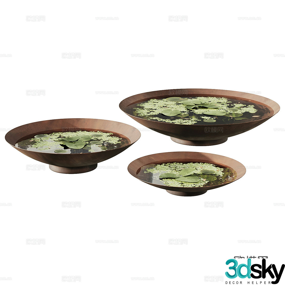 New Chinese-style garden pond flower pond water lily duckweed 3D model