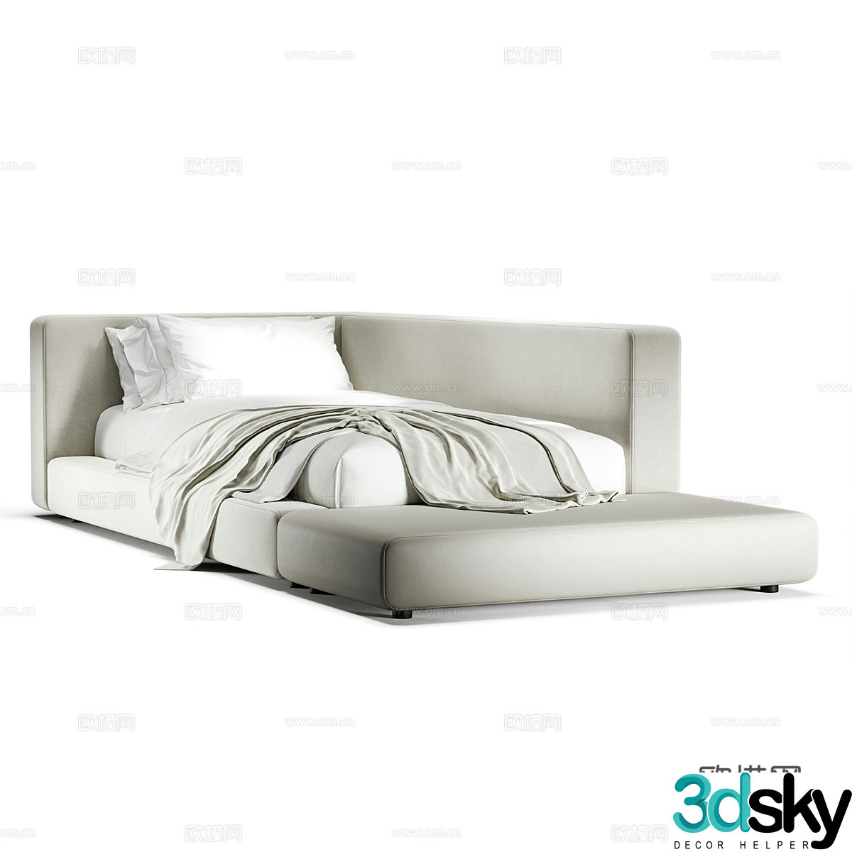 Modern simple single bed Single bed Simple bed Bedroom bed Pillow 3D model