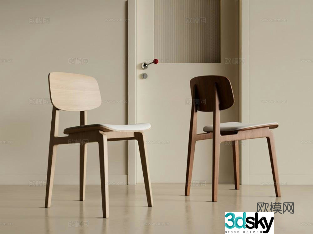 Nordic log dining chair 3d model