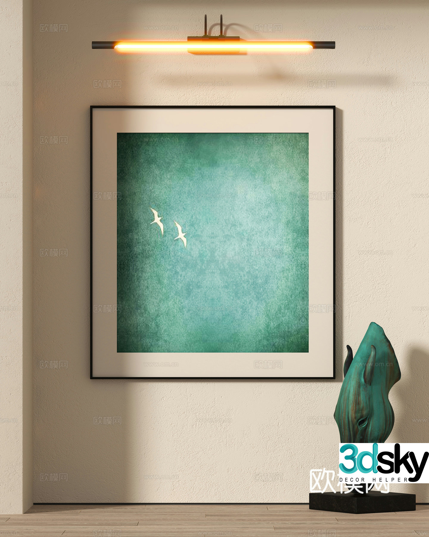 Modern abstract hanging paintings decorative ornaments 3d model