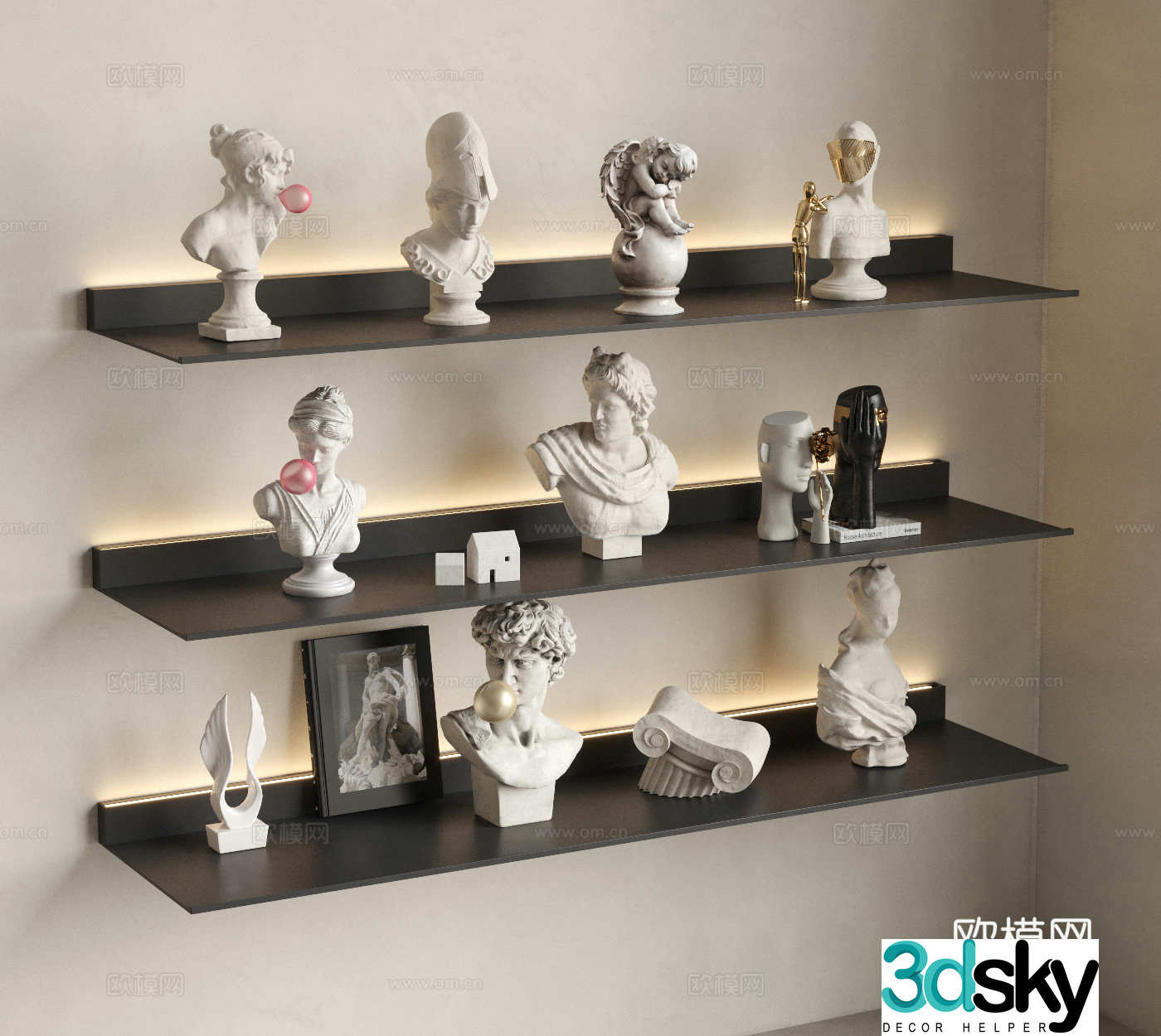 Modern French Middle Style Sculpture Ornaments Plaster Ornaments Statue Ornaments Hair 3D Model
