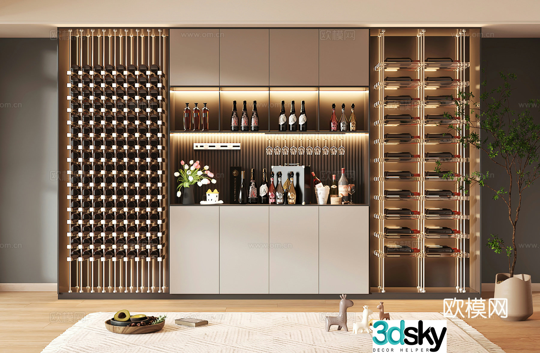 Wine cabinet design Wine cabinet red wine cabinet bar wine cabinet partition wine cabinet 3D model
